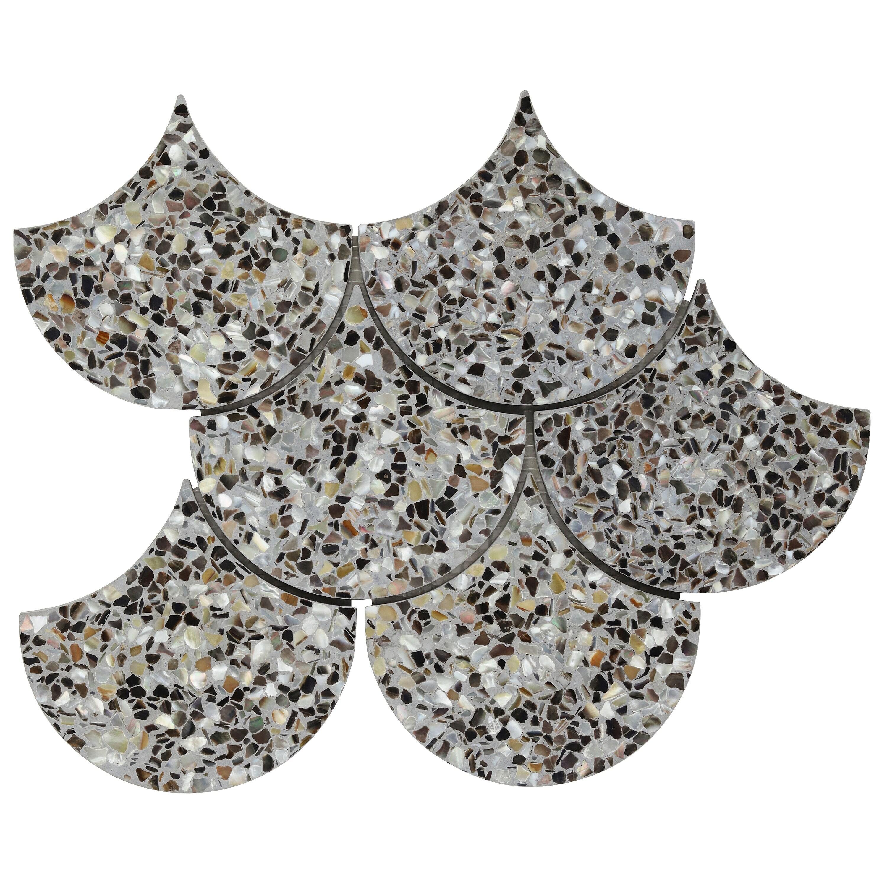 Shoal 5" Fishscale Terrazzo and Pearl Wall & Floor Mosaic Tile (0.74 Sq. Ft. / Sheet)