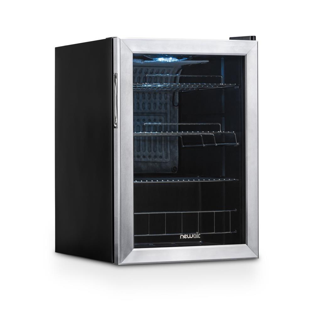 Newair 90 Can Freestanding Beverage Fridge in Stainless Steel, Compact with Adjustable Shelves