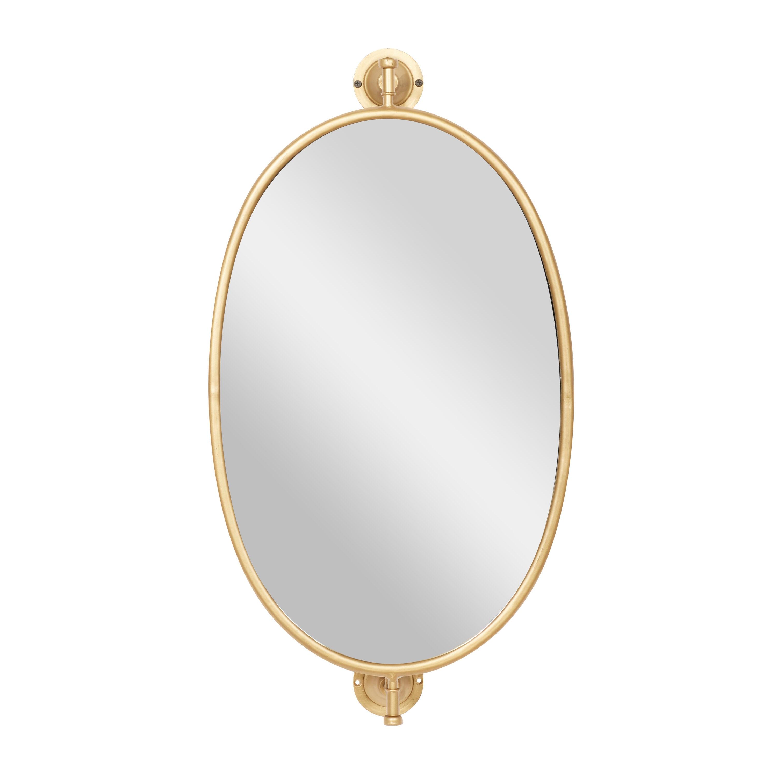 DecMode 15" x 29" Gold Oval Shaped Wall Mirror