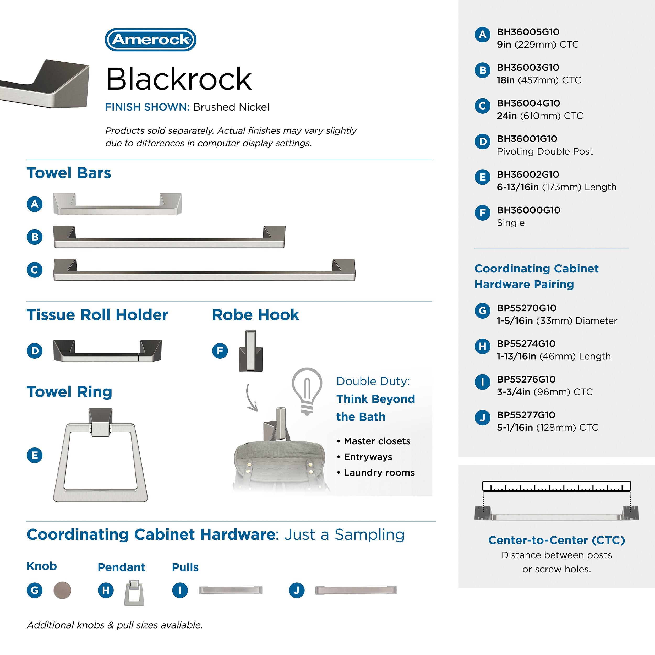 Amerock Blackrock Brushed Nickel 18 inch (457mm) Towel Bar
