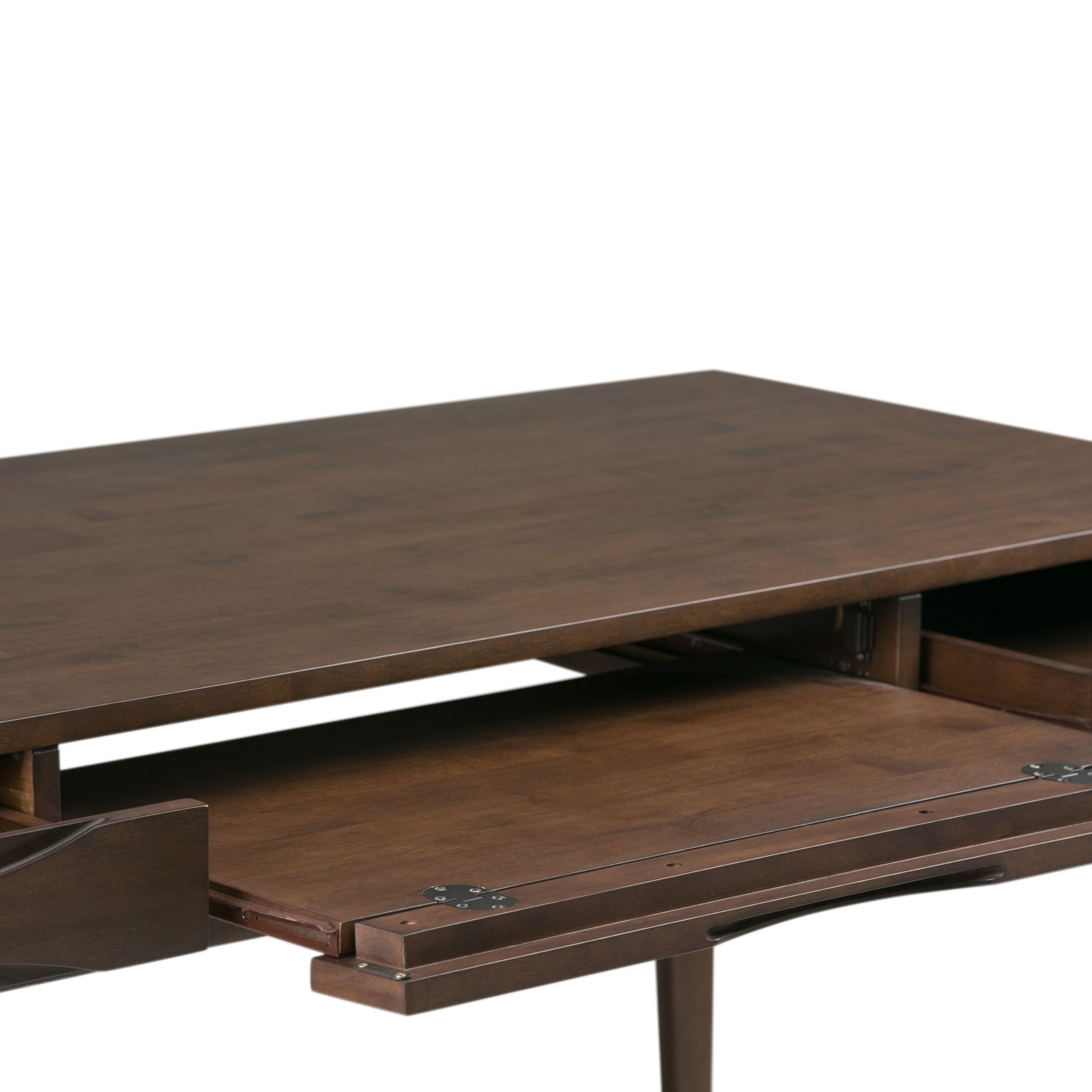 Simpli Home Harper Solid Wood Desk, Contemporary Style with Keyboard Tray and Storage