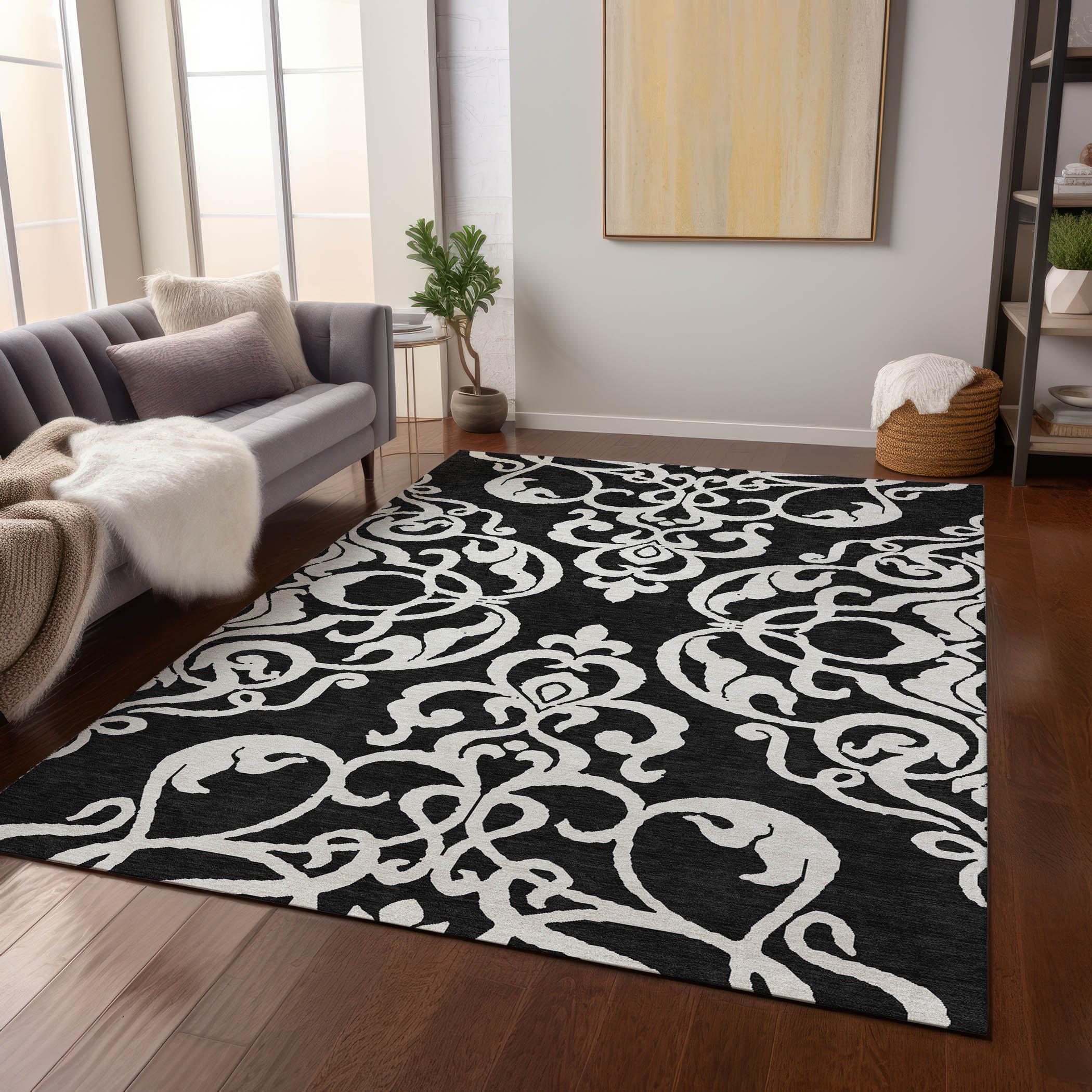 Addison Rugs Chantille ACN973 Black 2'6" x 3'10" Indoor Outdoor Area Rug, Easy Clean, Machine Washable, Non Shedding, Bedroom, Entry, Living Room, Dining Room, Kitchen, Patio Rug