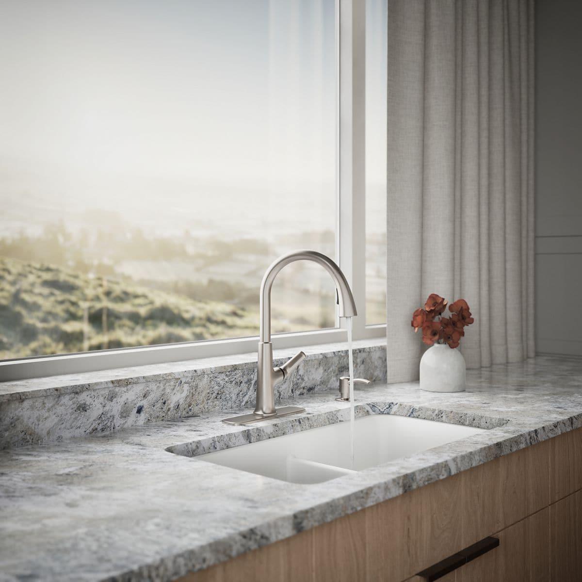 Volt Stainless Steel Pull-Down Kitchen Faucet with Soap Dispenser