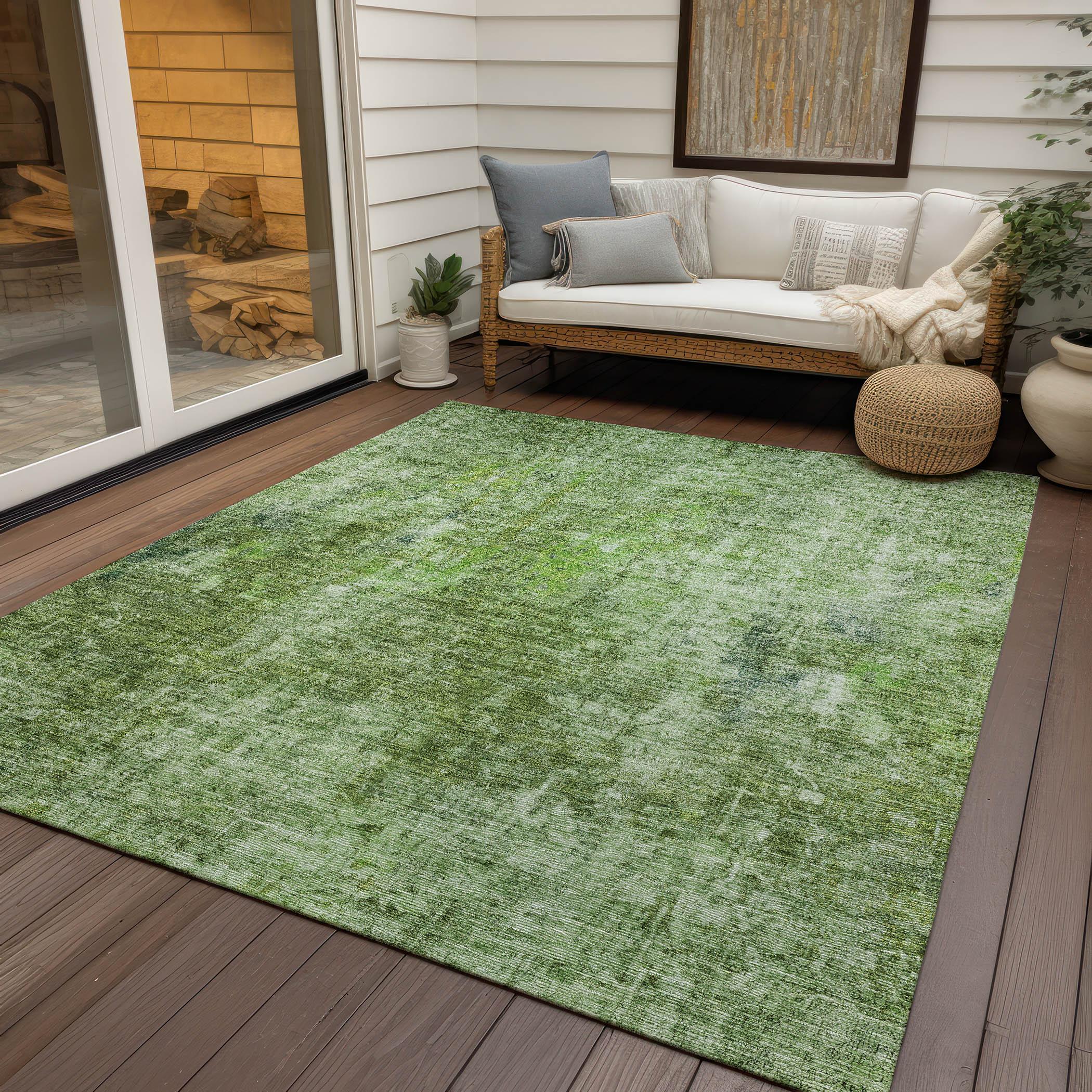 Addison Rugs Chantille Indoor/Outdoor Transitional Abstract Olive Washable Rectangle Rug, 3' x 5'