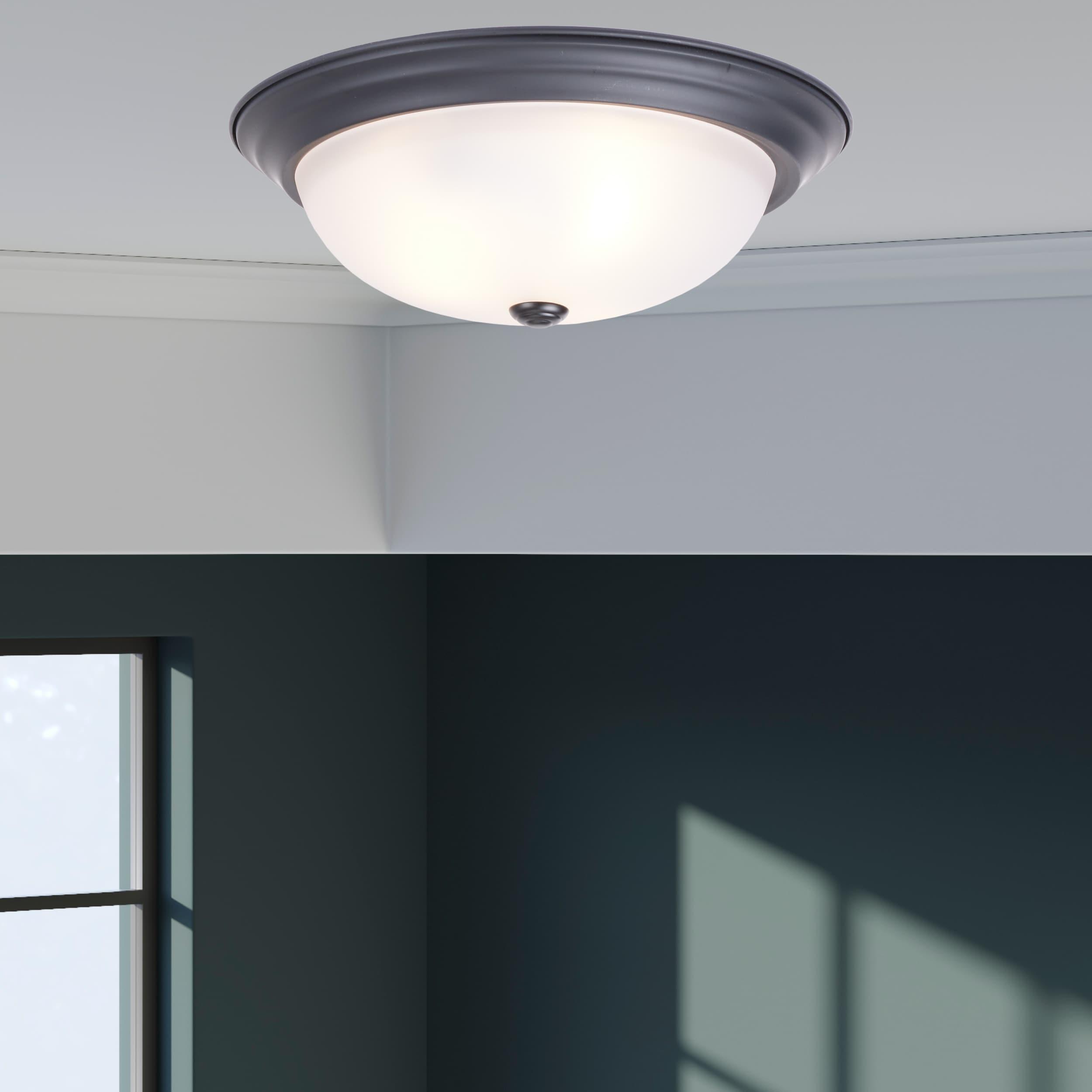 1257M-ORB-W-Designers Fountain-13 Inch 2 Light Flush Mount-Oil Rubbed Bronze Finish-Etched Glass Color