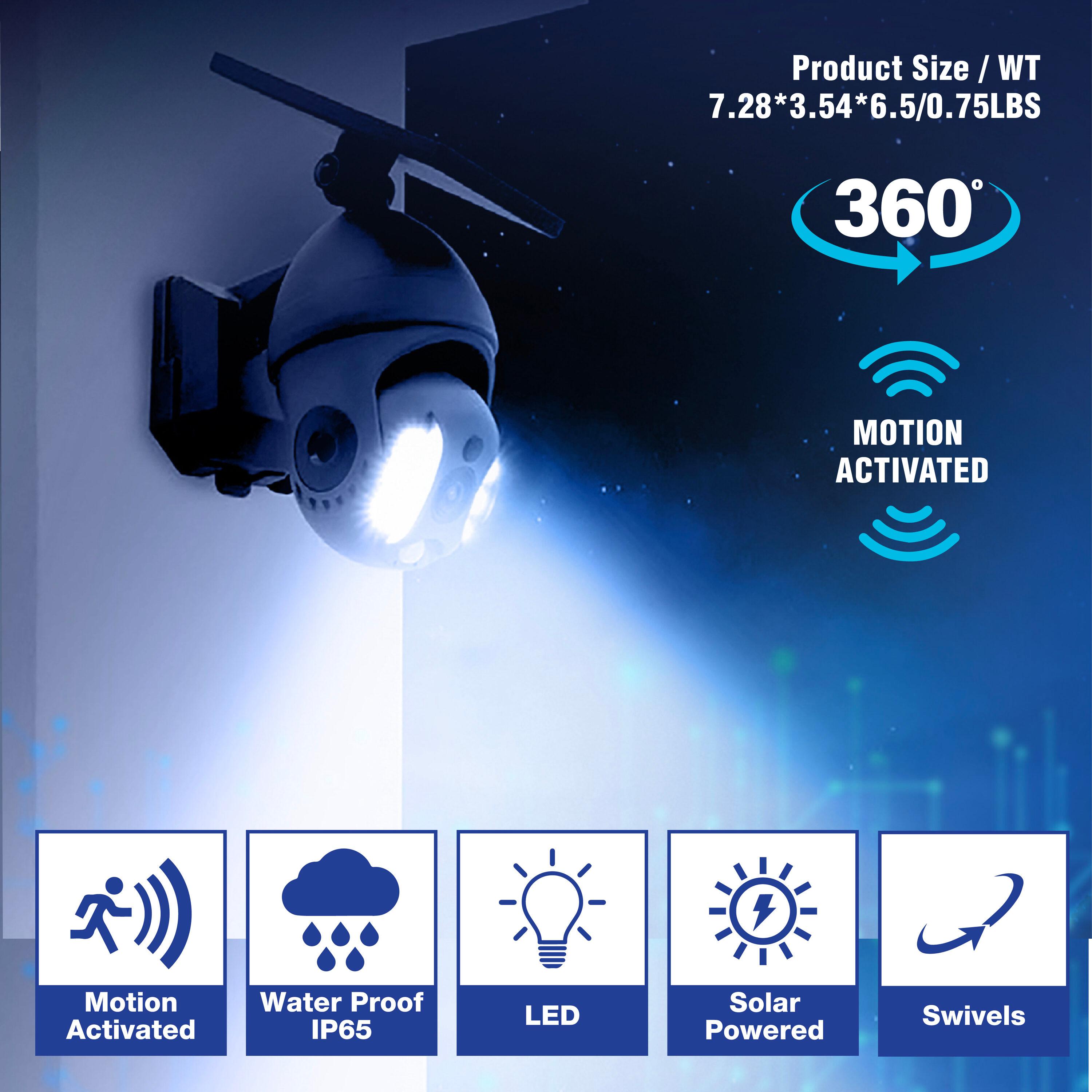 Bell + Howell LED Solar Powered Outdoor Security Spotlight with Motion Sensor