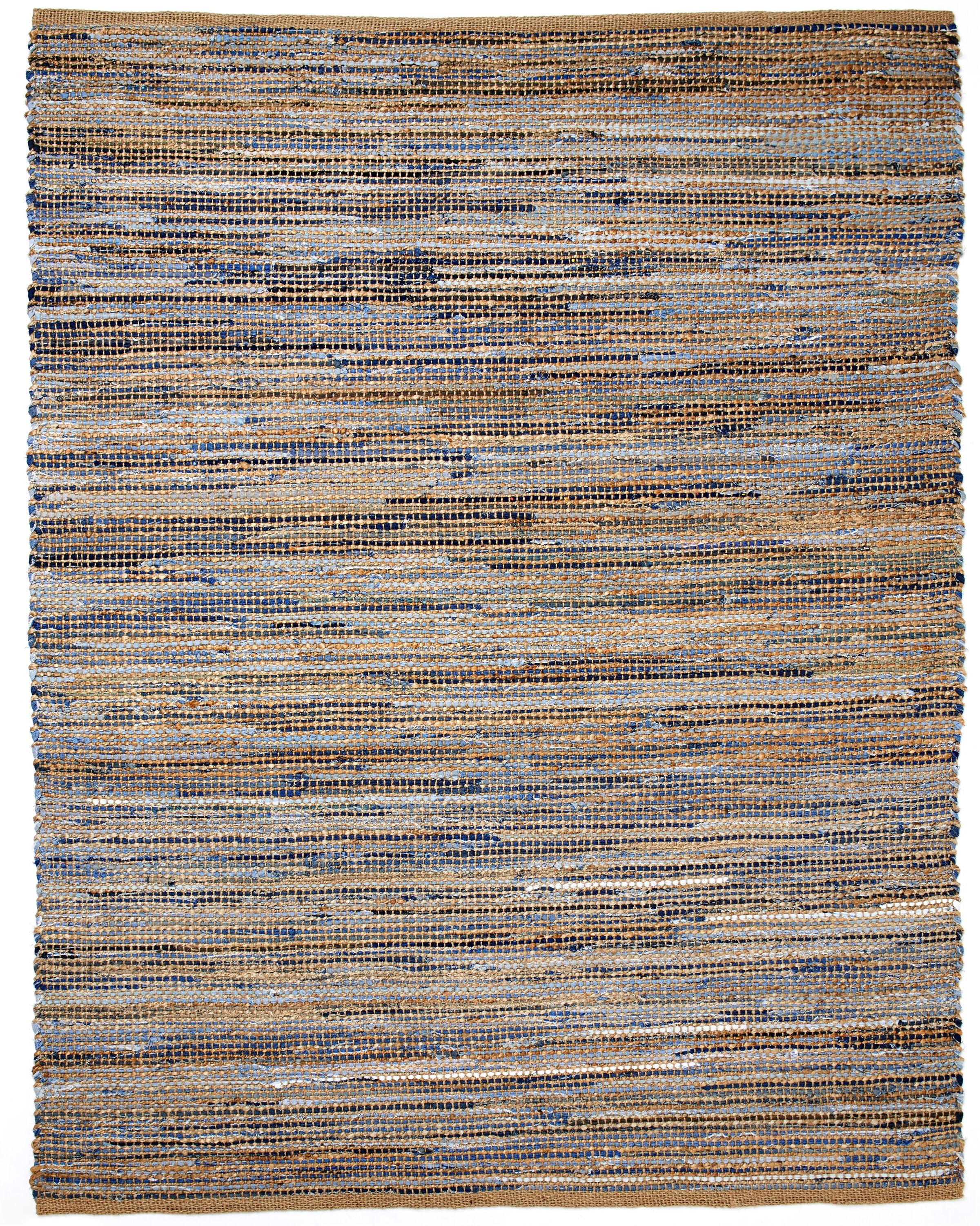 Anji Mountain AMB1032-0268 2 ft. 6 in. x 8 ft. American Graffiti Denim & Jute Runner Rug - Tan, Gold & Blue