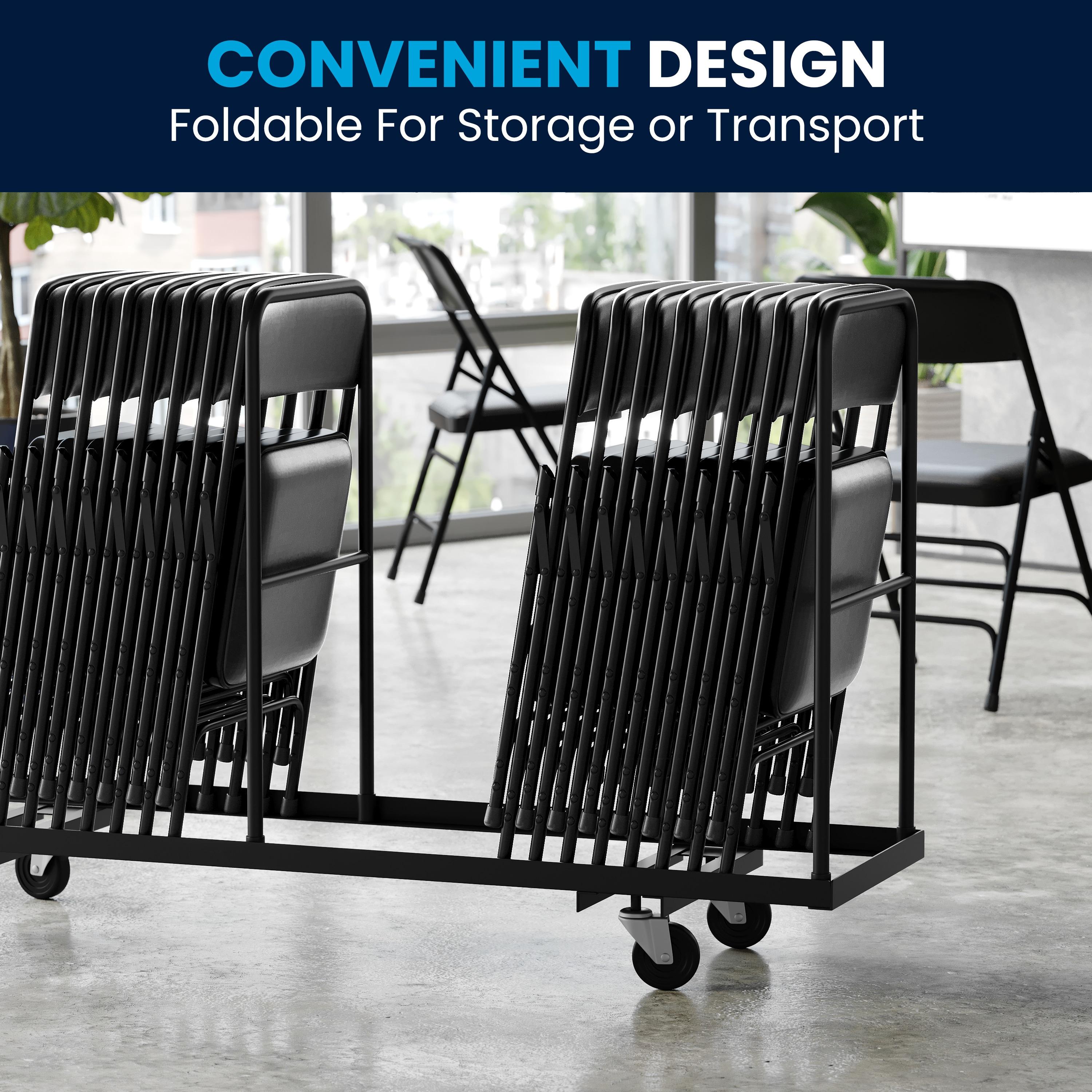 Flash Furniture HERCULES Series Curved Triple Braced & Double Hinged Black Vinyl Metal Folding Chair