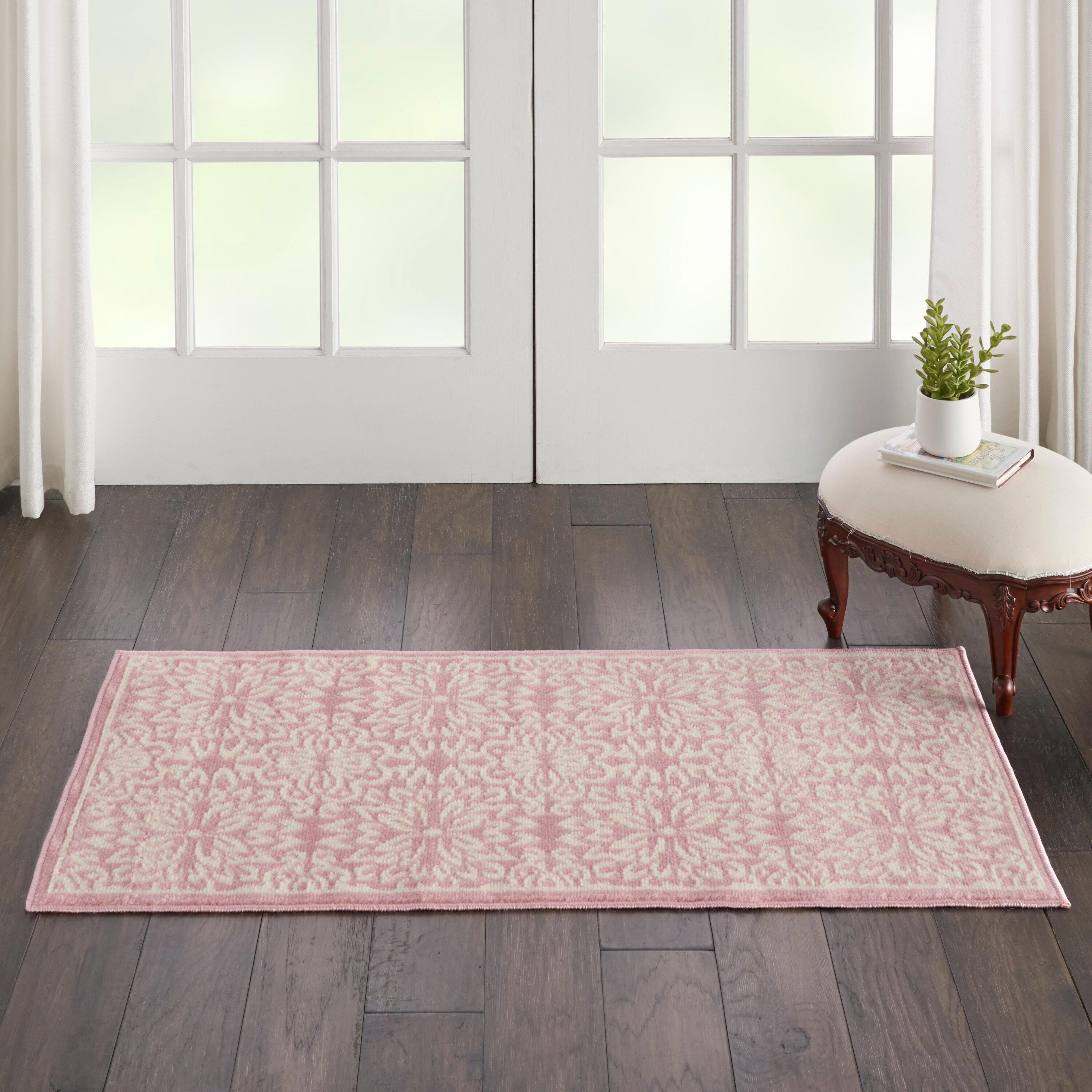 Nourison Jubilant 2' x 4' Ivory/Pink Area Rug Beach Transitional Floral by Nourison