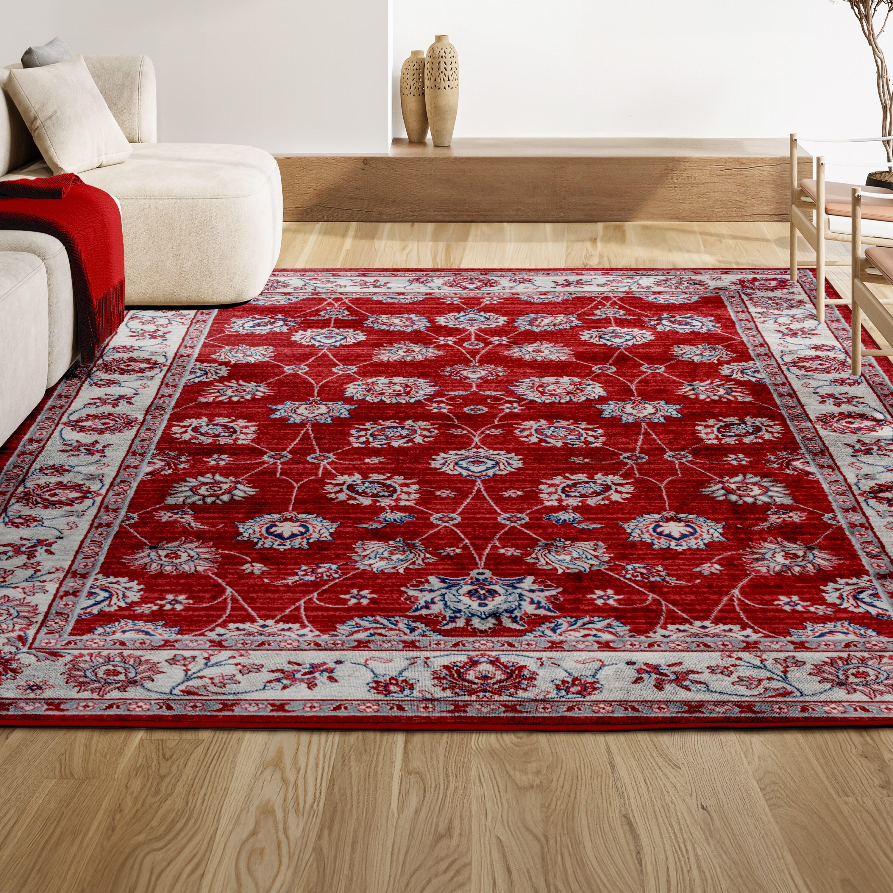 3' X 5' Modern Persian Vintage Moroccan Traditional Area Rug, Red/Ivory - JONATHAN Y