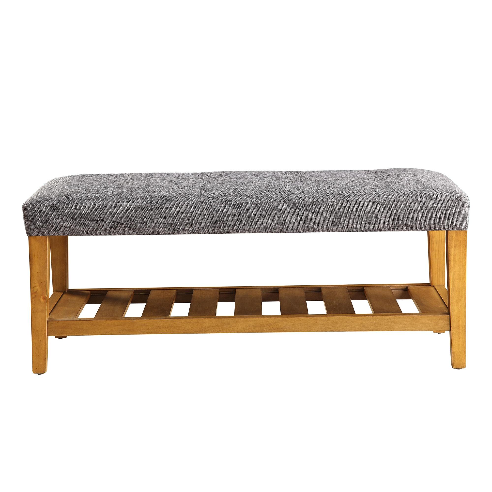 Benzara Wooden Bench, Gray & Oak