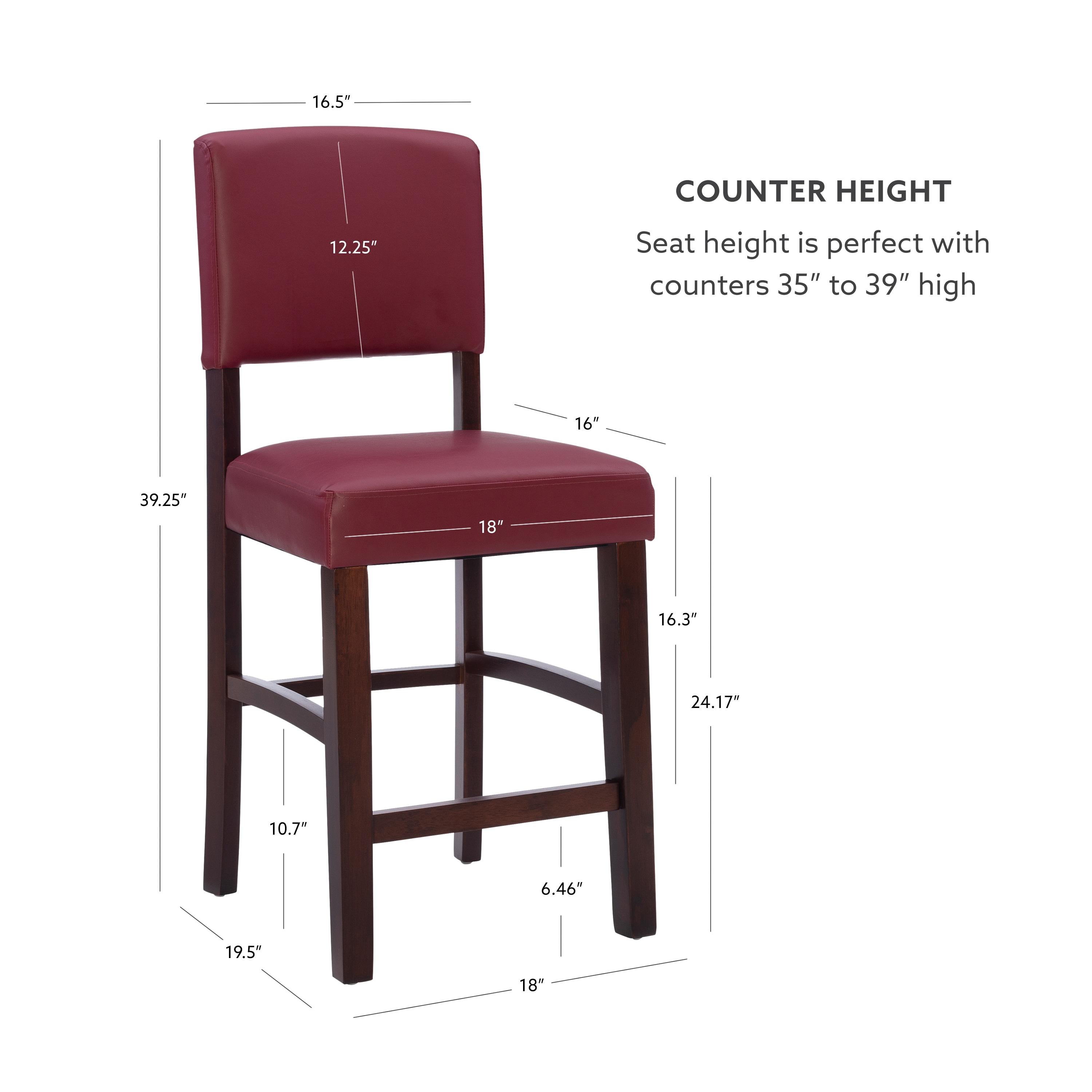 24" Monaco Padded Back Faux Leather Counter Height Barstool , Espresso Finish - Linon
