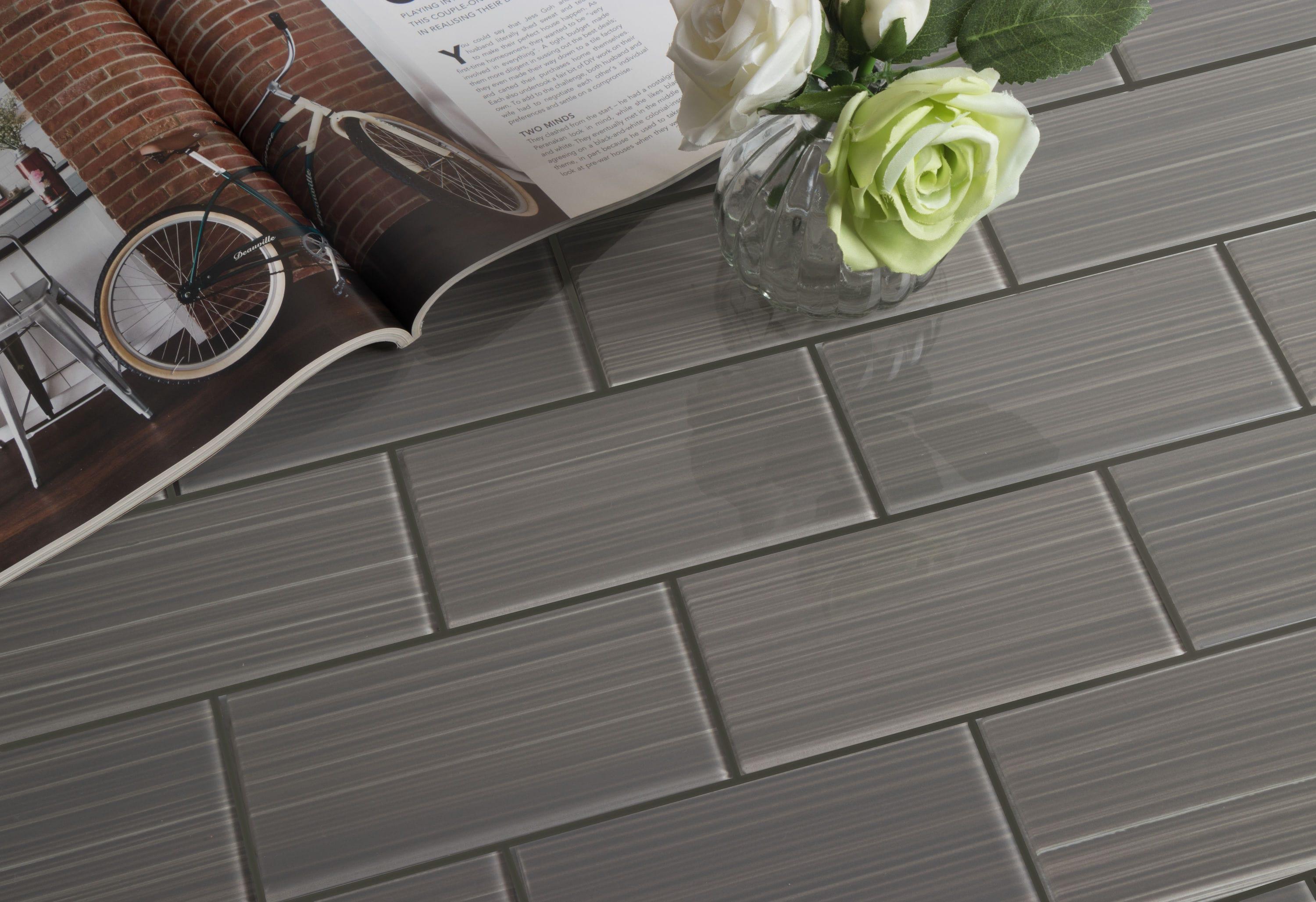 Hand Painted Series 3'' W x 6'' L Glass Peel and Stick Subway Tile