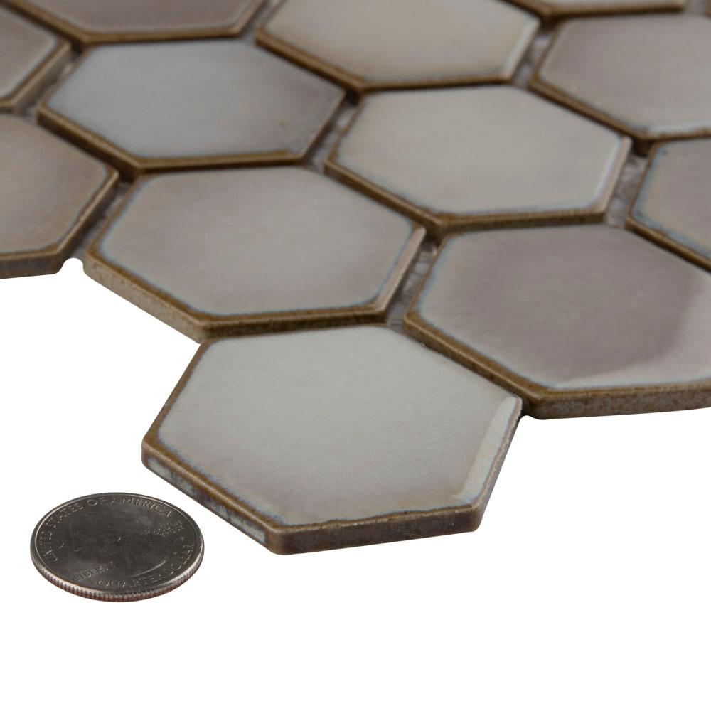 Merola Tile Hudson Due 2" Hex 10-7/8 " x 12-5/8 " Porcelain Mosaic Floor and Wall Tile