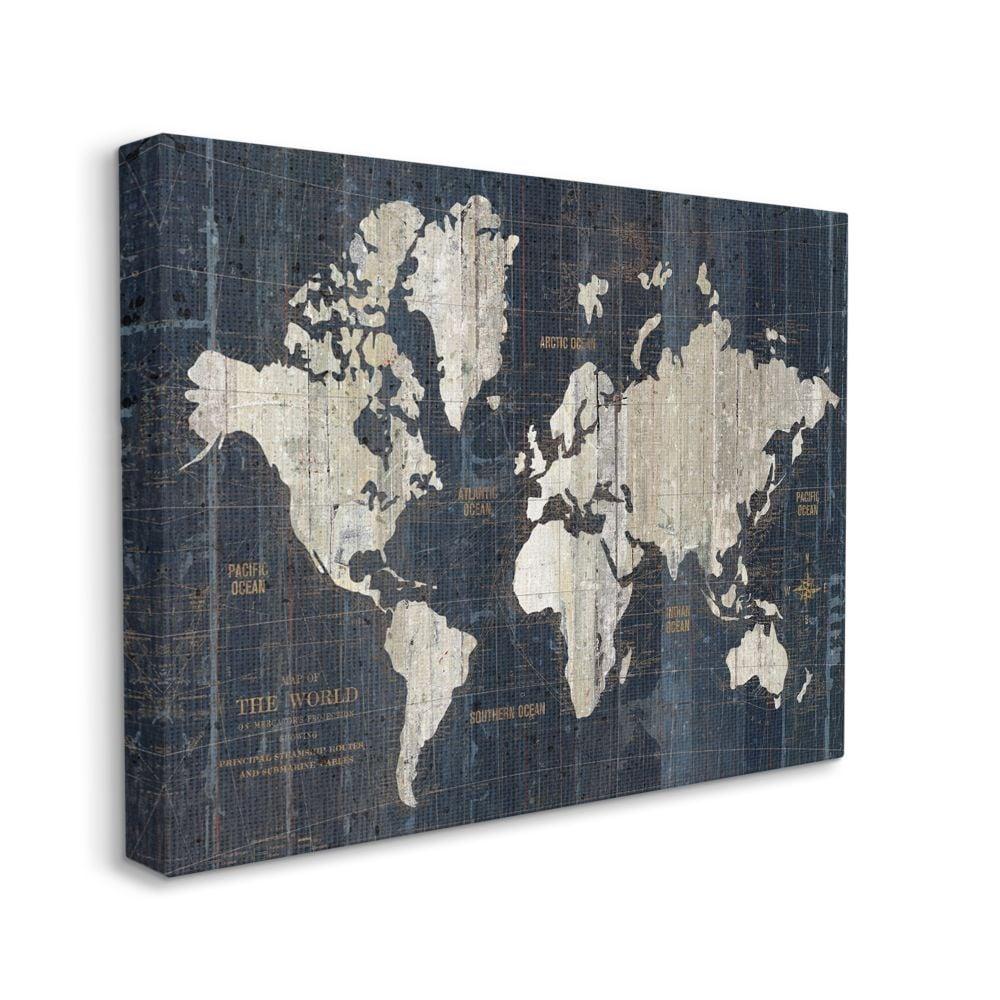 Stupell Industries Distressed Antique World Map Rustic Aesthetic by Wild Apple Portfolio - Graphic Art Print on Canvas