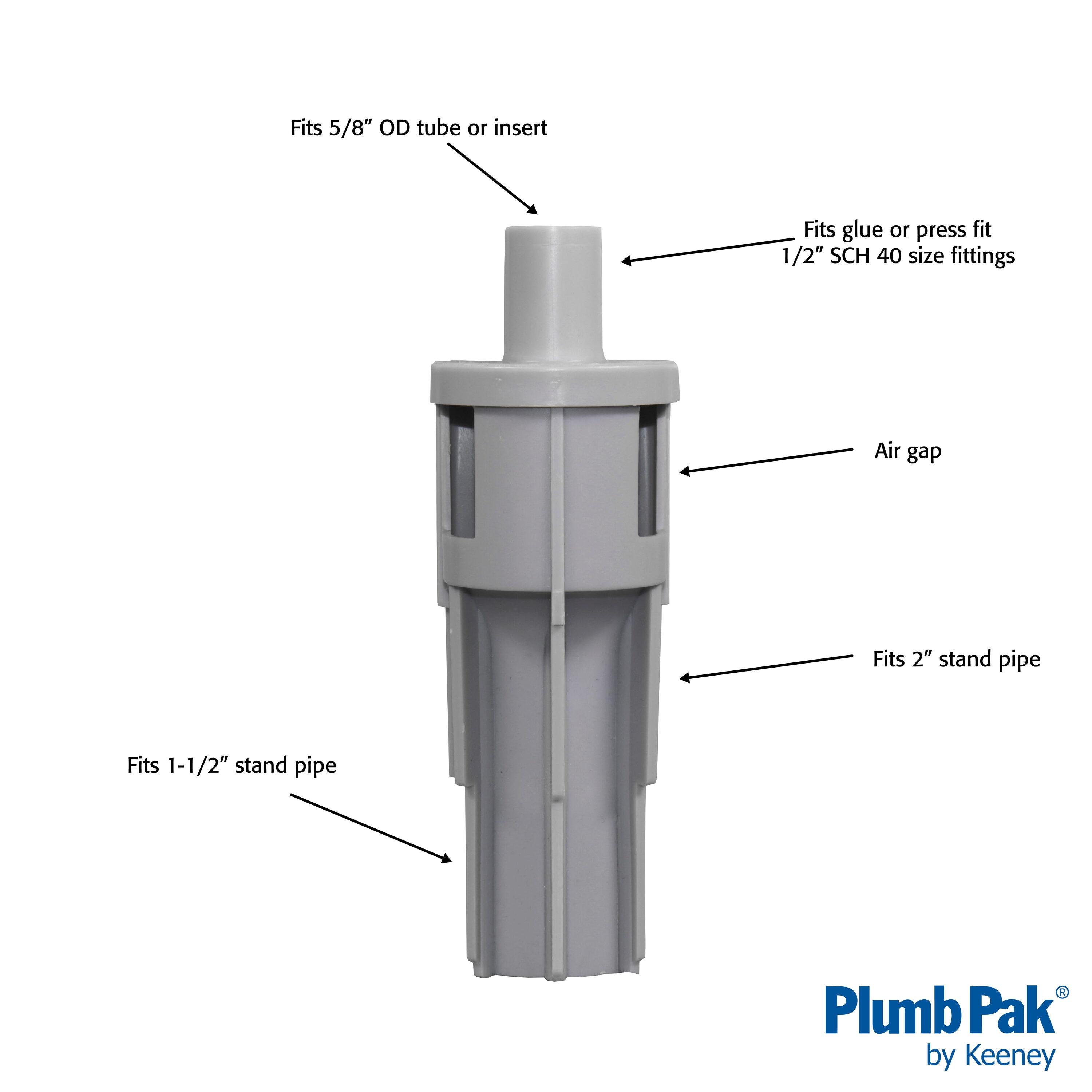 Plumb Pak Air Gap for Standpipes Gray Plastic