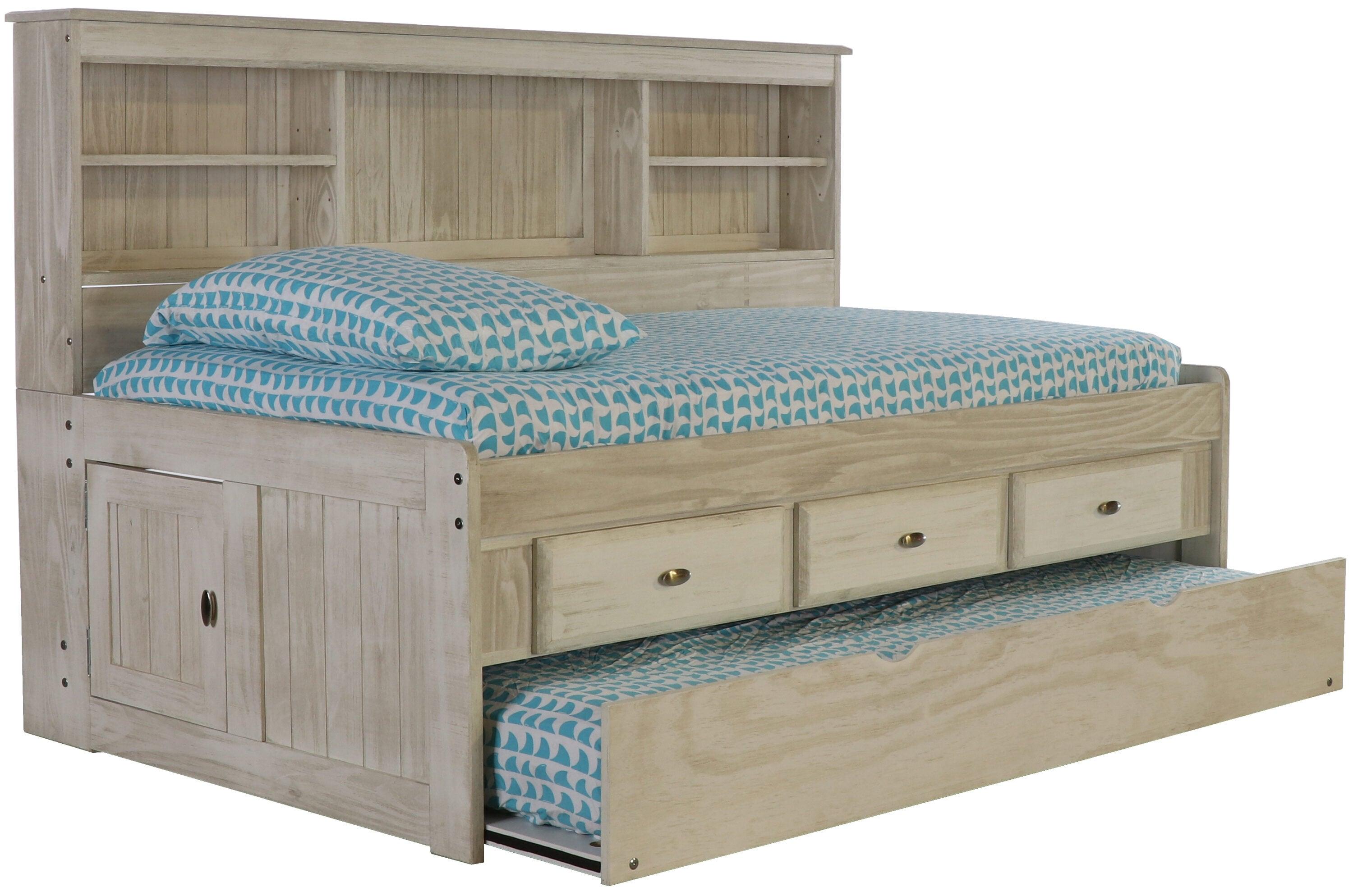American Furniture Classics OS Home and Office Furniture Model 85222K3-22, Solid Pine Twin Daybed with Three Sturdy Drawers and a Twin Sized Trundle in Light Ash