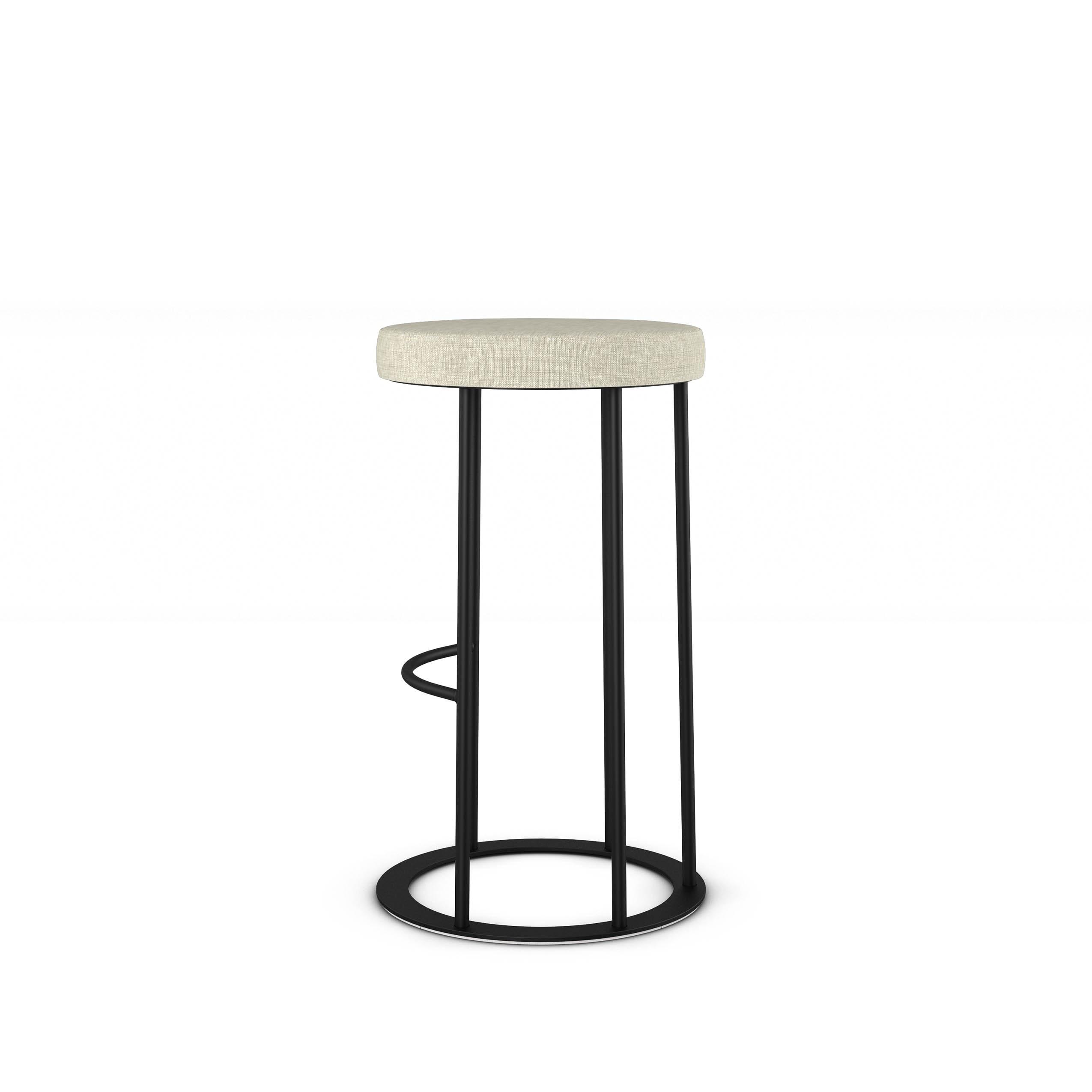 Sleek Modern 26'' Backless Counter Stool in Beige and Black Metal