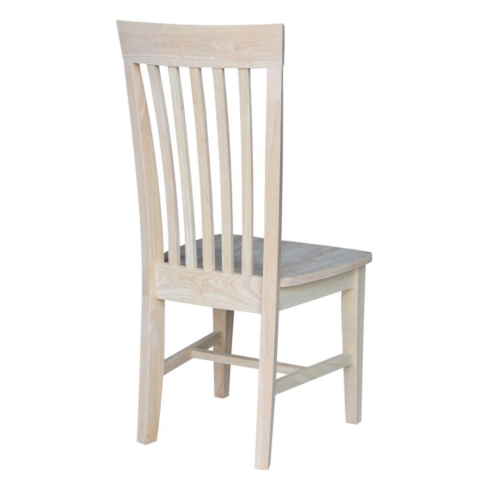 Set of 2 Tall Mission Chairs Wood/Unfinished - International Concepts: Solid Parawood, Kitchen Furniture