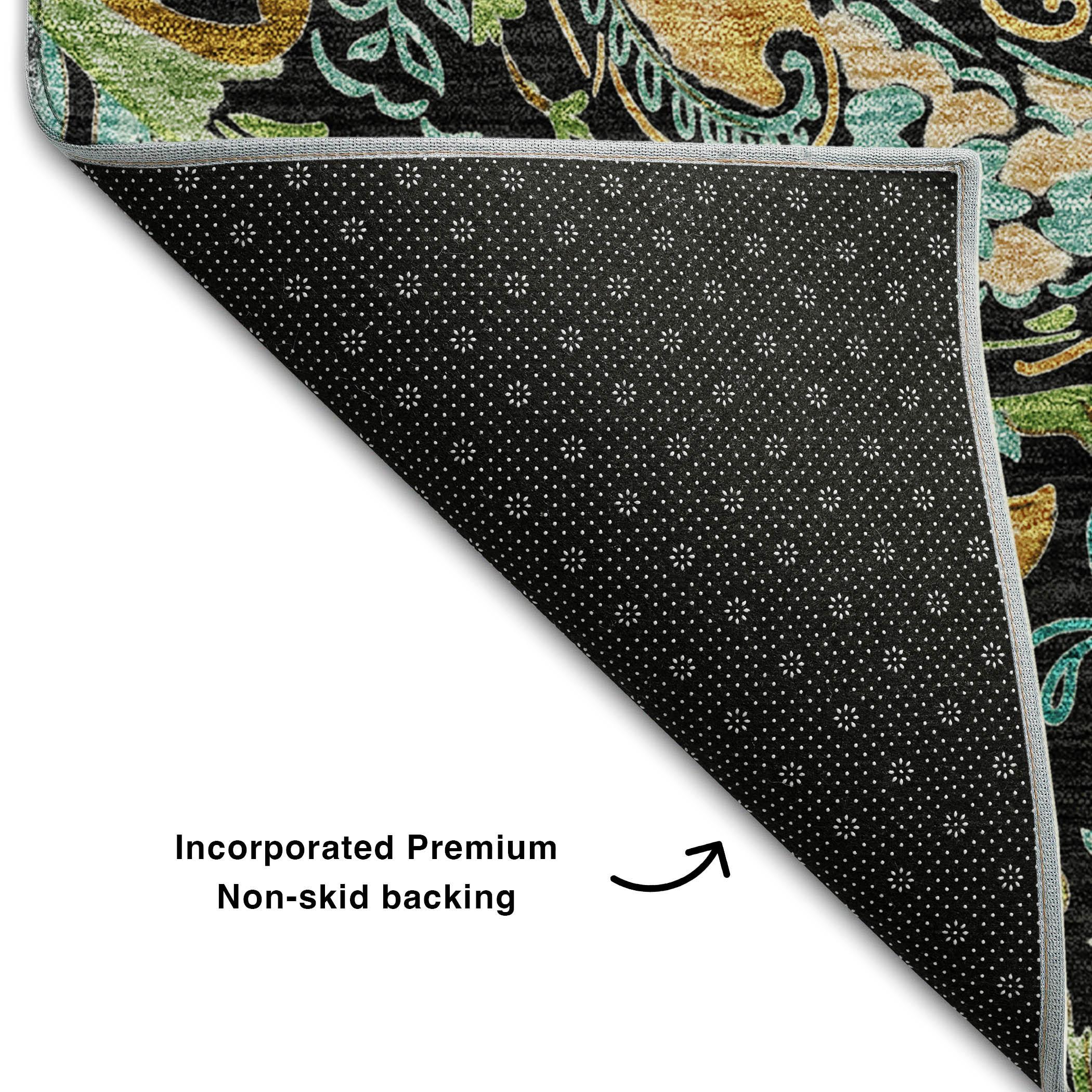 Addison Rugs Mayfield Washable Transitional Paisley Black Runner Rug, 2'3" x 7'6"