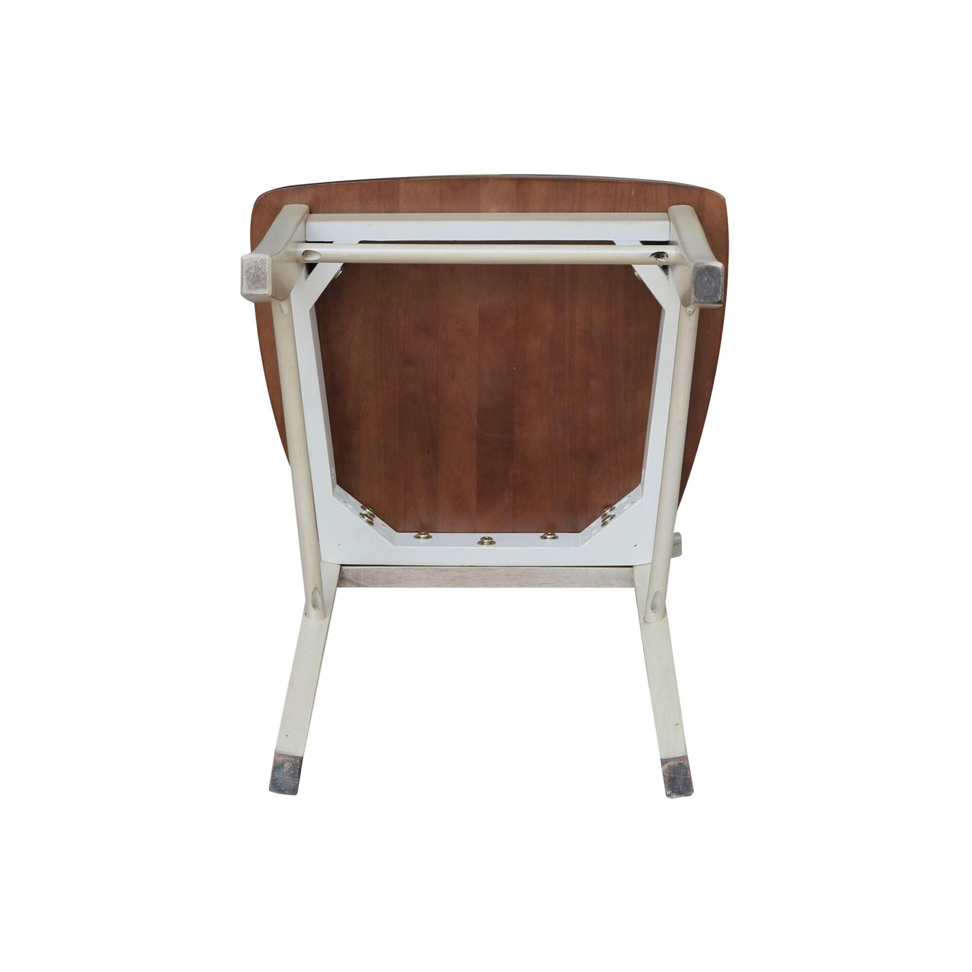 Set of 2 X Back Chairs with Solid Wood Seats Antiqued Almond/Espresso - International Concepts: Hardwood High Back Dining Furniture