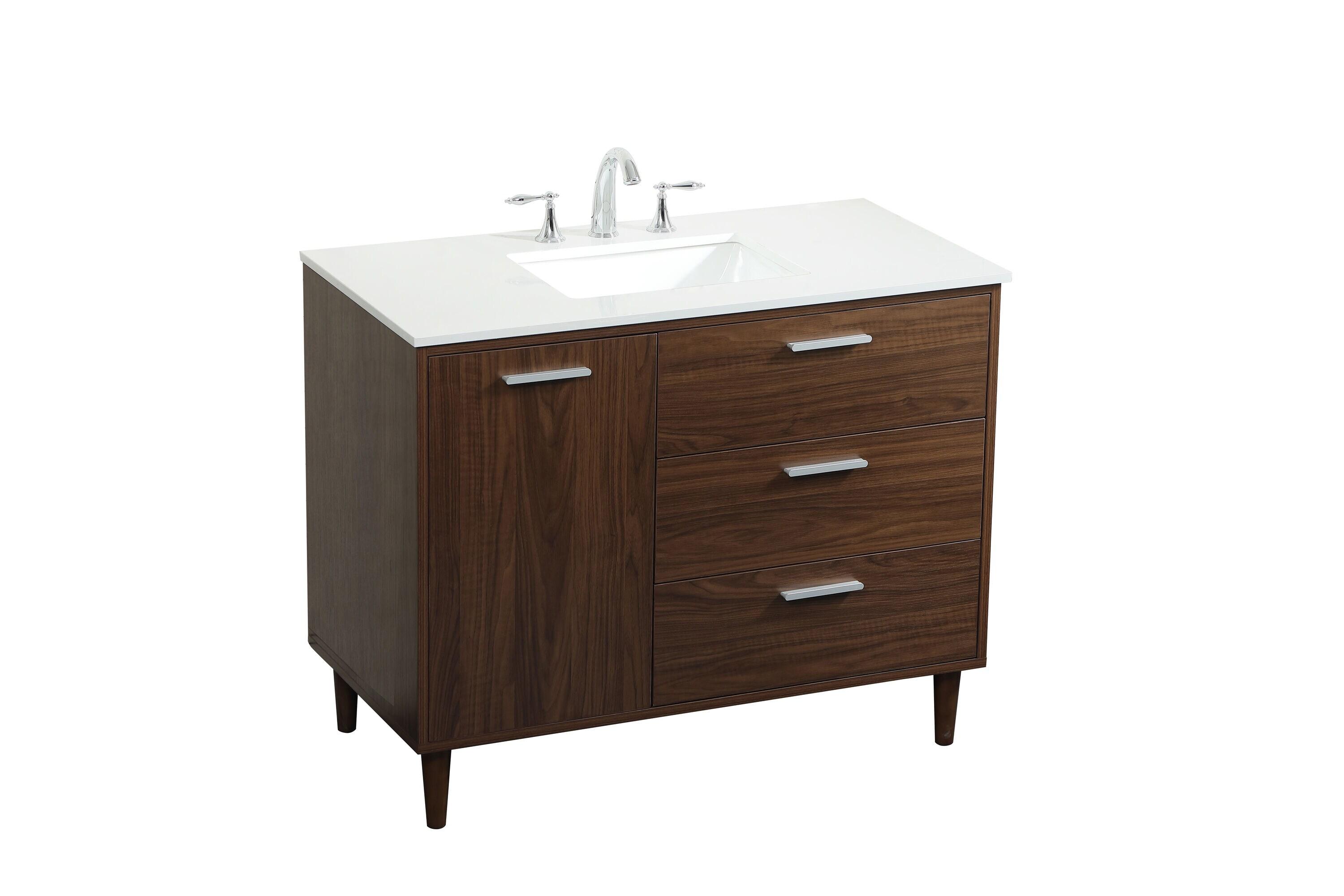 Burroughs 42'' Single Bathroom Vanity with Engineered Marble Top