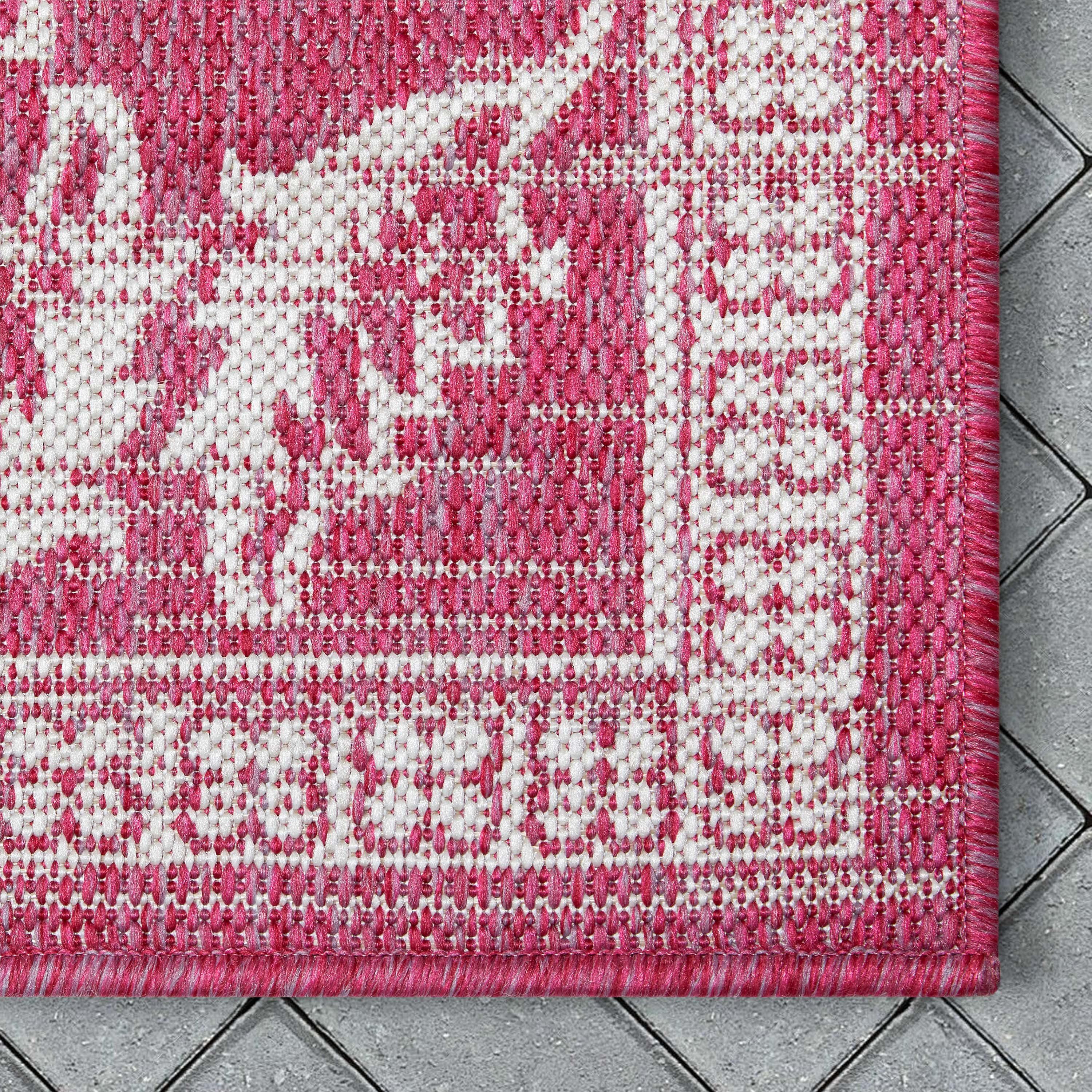 Lia Delphi Persian Oriental Fuchsia Indoor/Outdoor Area Rug