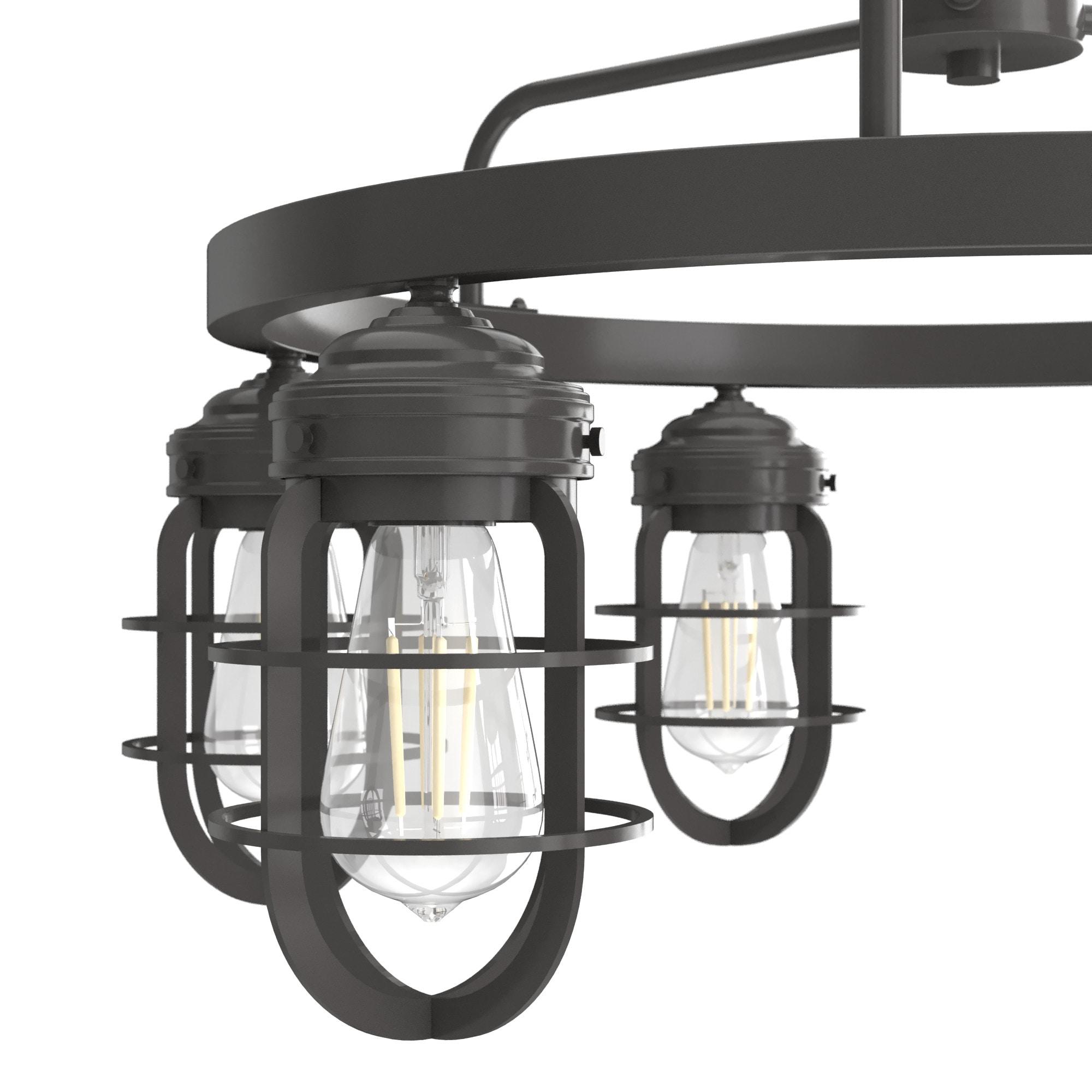 Starklake 6 - Light Unique / Statement Wagon Wheel Chandelier