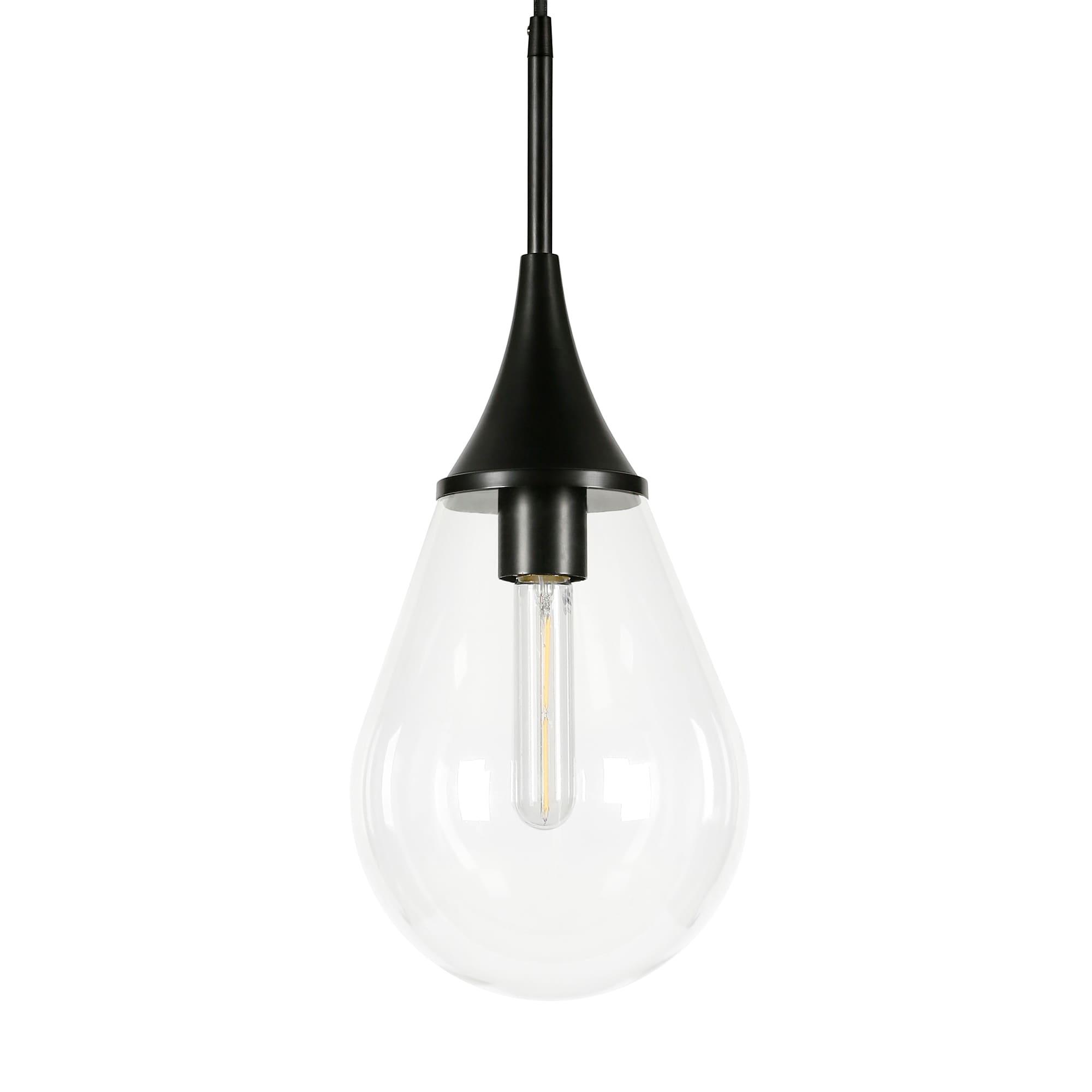 Ambrose Teardrop Glass Pendant with Polished Nickel Base