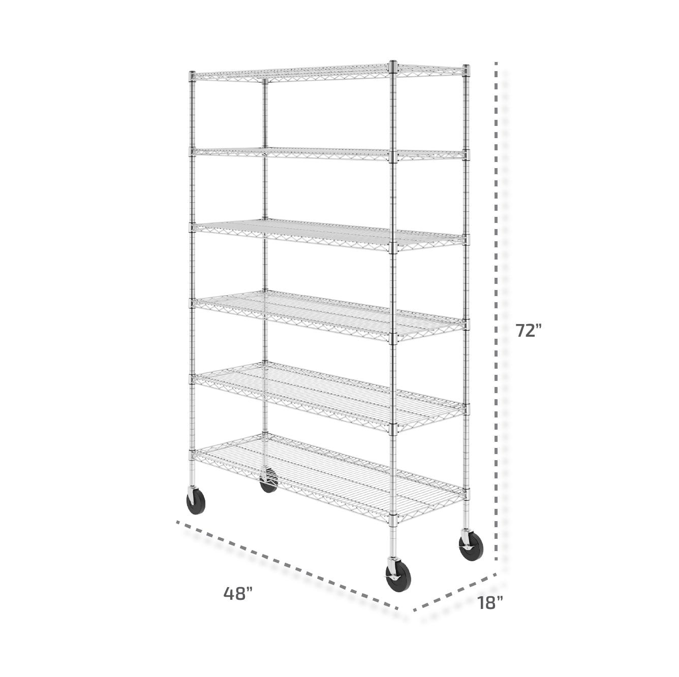 WFX Utility™ SafeRacks 6 Tiered Storage Shelves w/Heavy Duty Steel Wire Shelving Unit, Silver