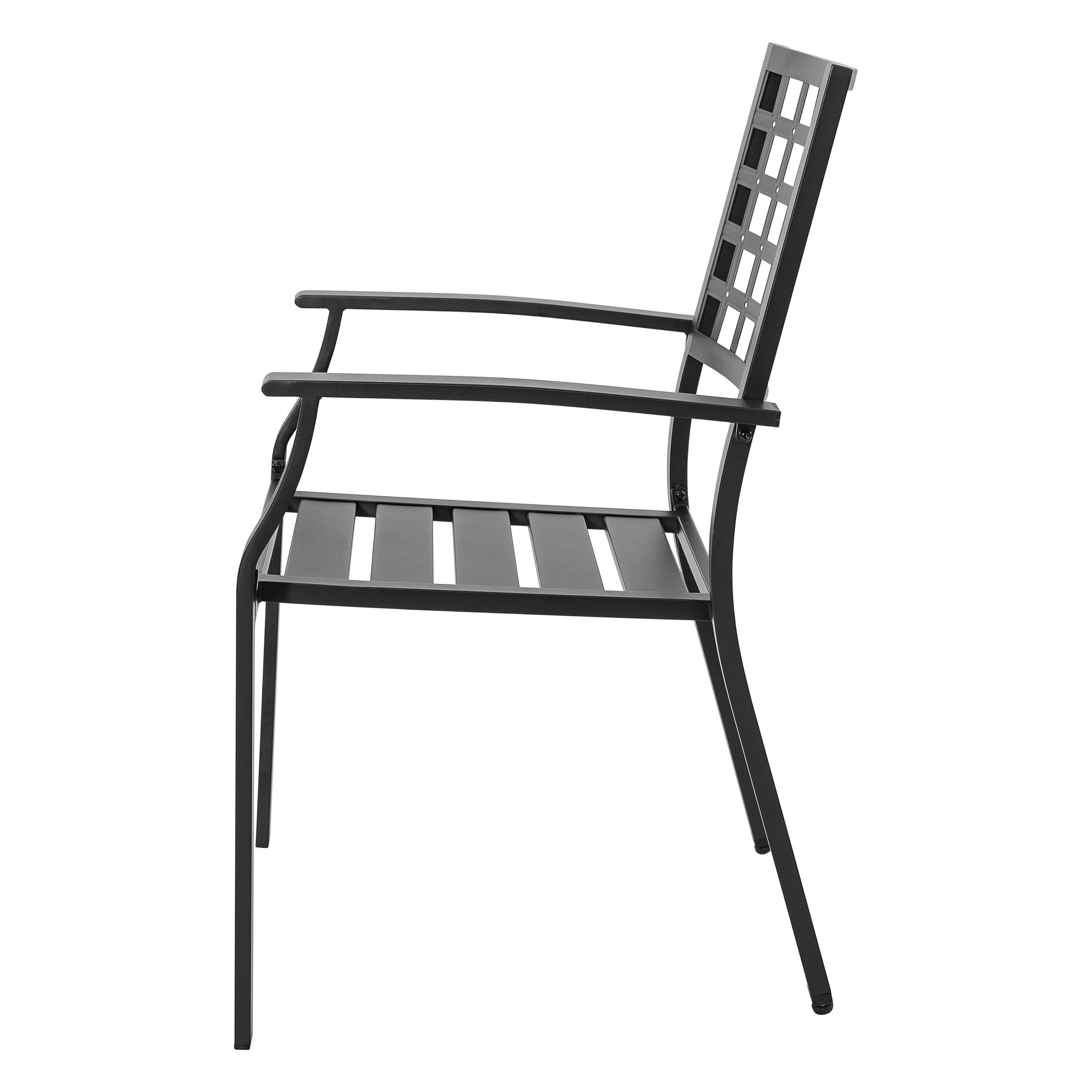 Nuu Garden Outdoor Dining Chair, Patio Dining Chair Set, Stackable Design, All-weather Iron Frame with Powder-coated Finish for Indoors and Outdoors, Patio, Deck, Garden, Yard, Black