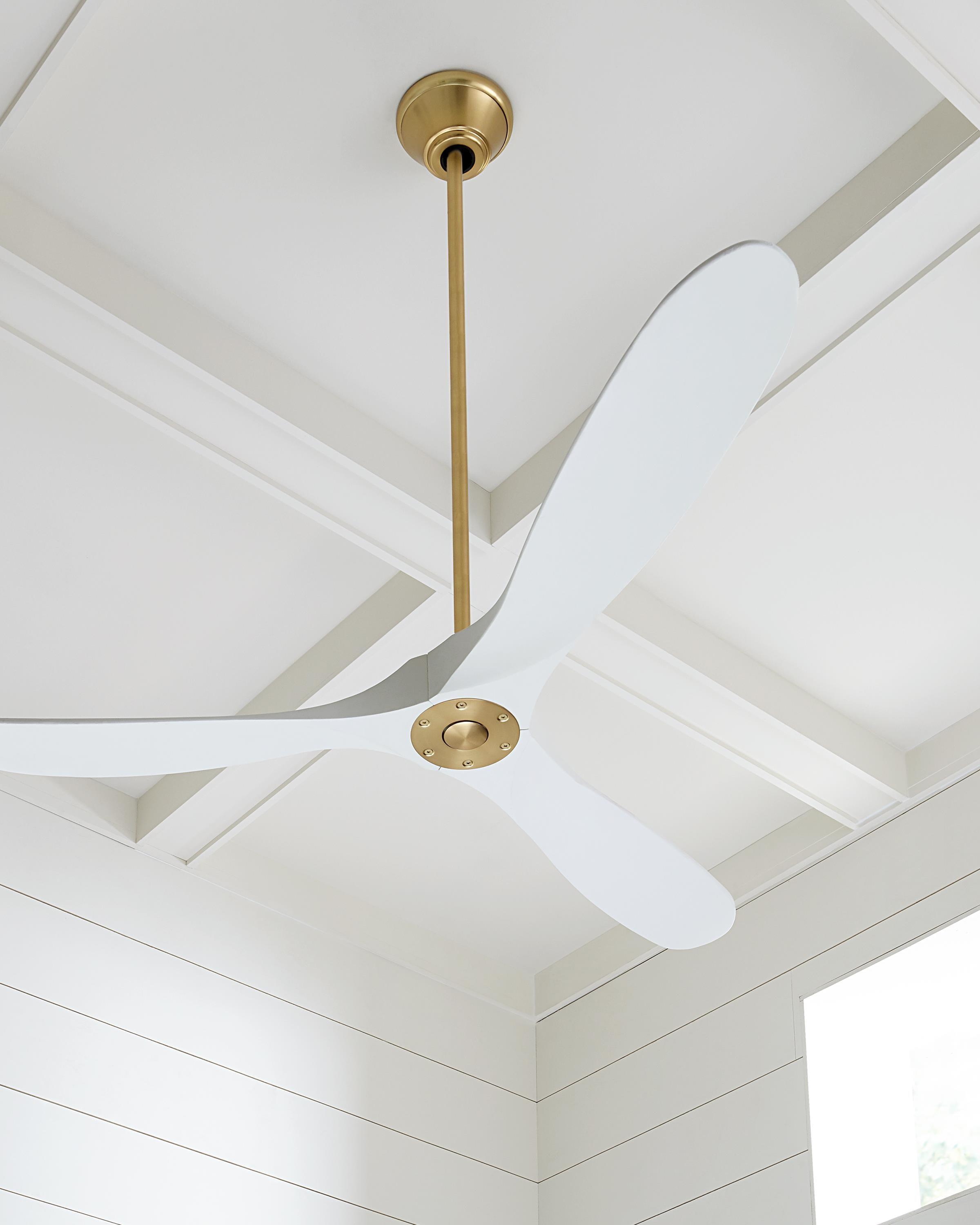 52" Burnished Brass and White 3-Blade Ceiling Fan with Remote