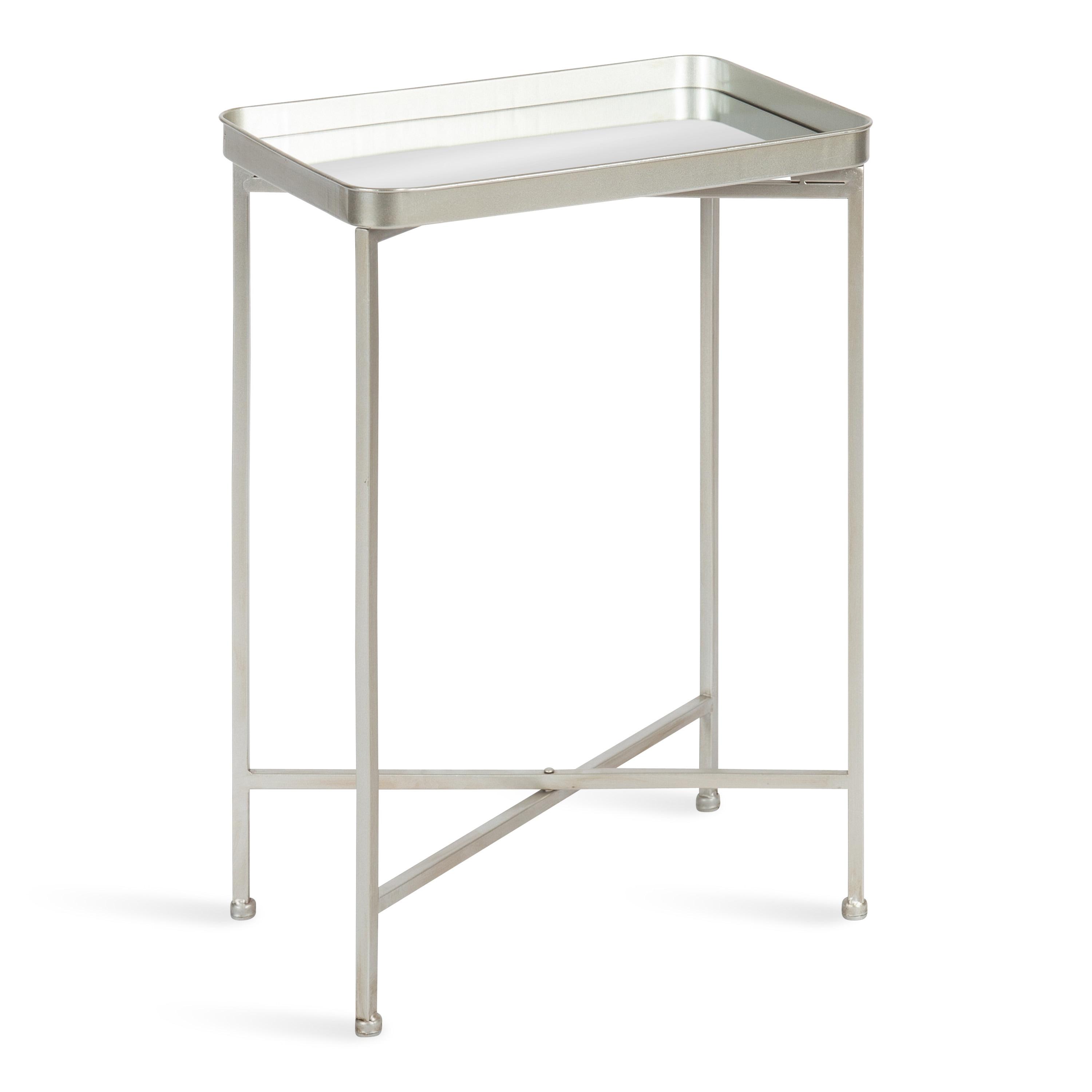 Kate and Laurel Celia Rectangle Metal Side Table, 18x12x26, Silver