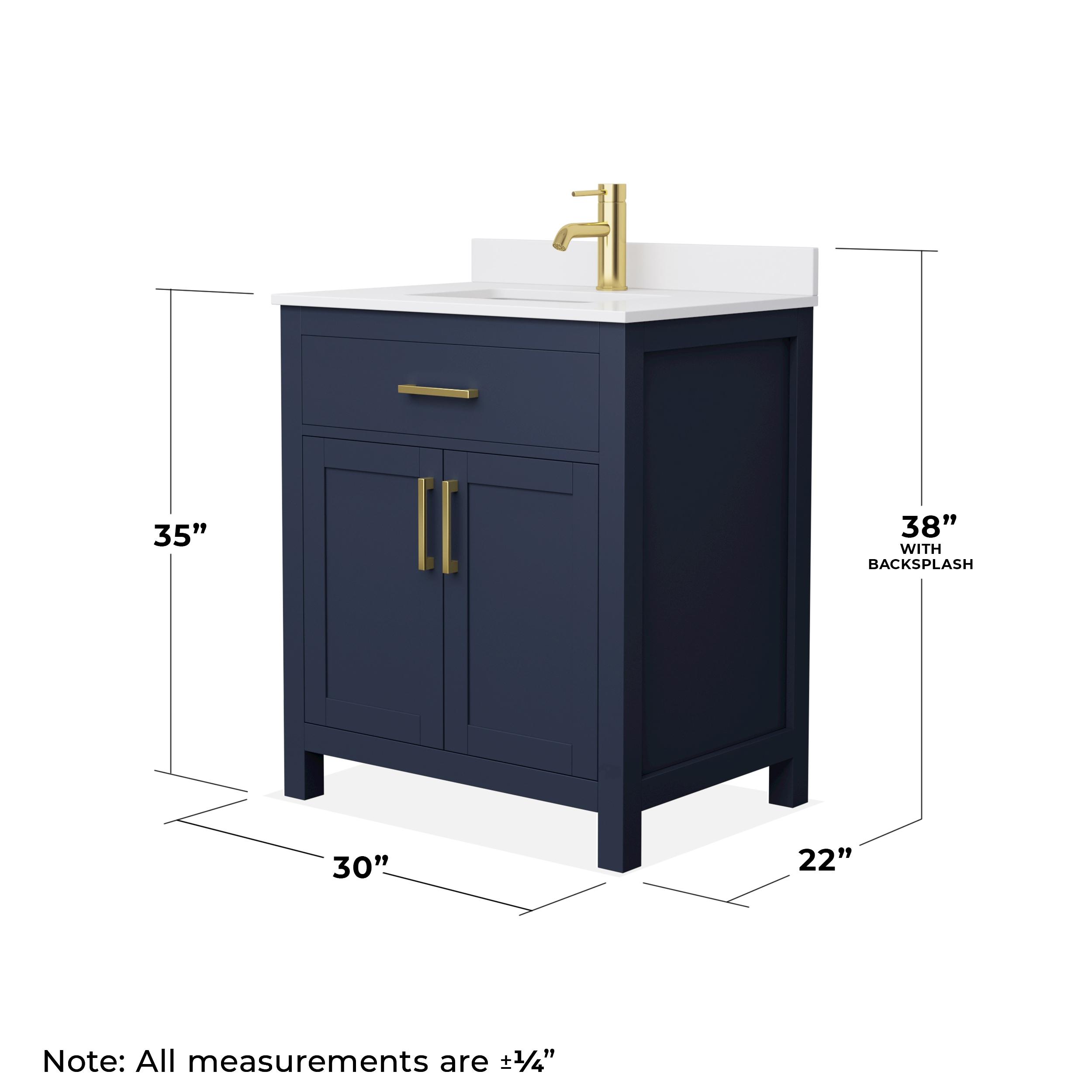 Wyndham Collection Beckett 30" Freestanding Single Bathroom Vanity with Cultured Marble Top