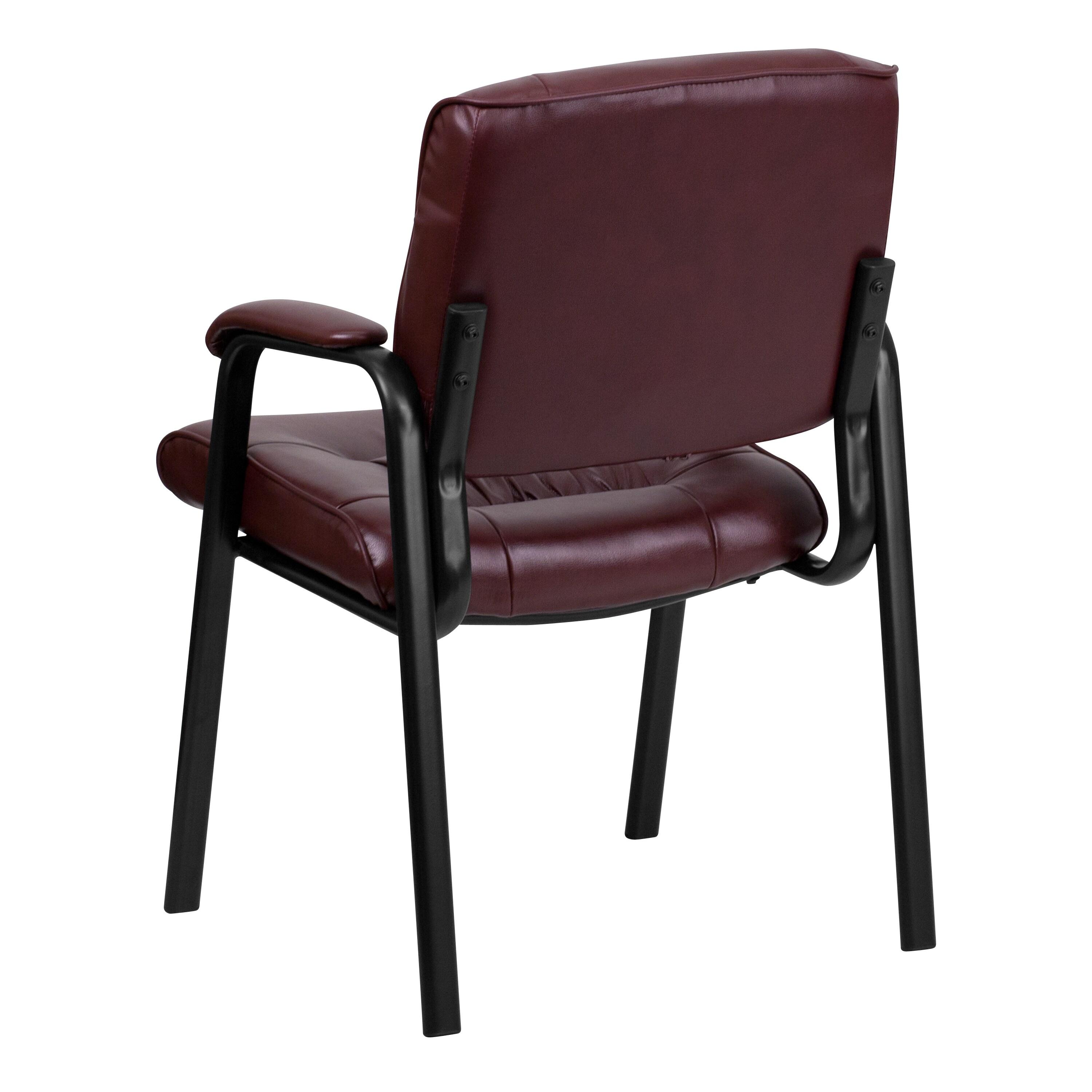 Flash Furniture Haeger LeatherSoft Tufted Executive Reception Chair with Padded Armrests, Burgundy