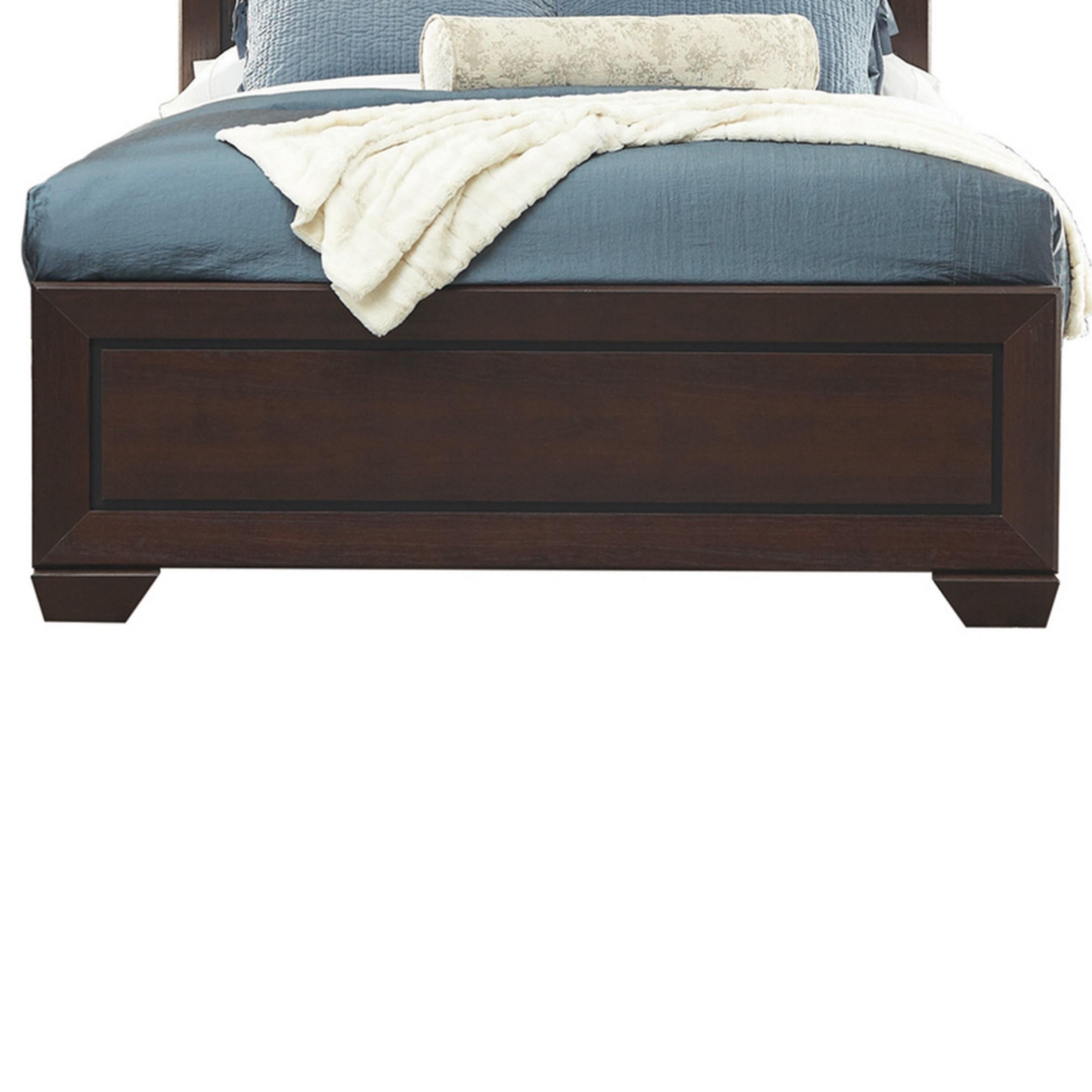 Benjara Queen Wood Panel Bedswith Headboard and Footboard, Brown