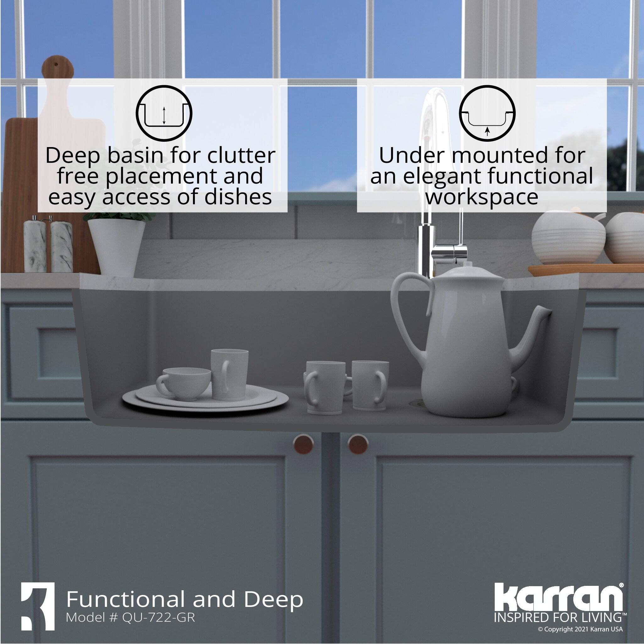 Karran Karran Undermount Quartz Composite 33-1/2'' X 21'' Single Bowl Kitchen Sink QU-722-GR