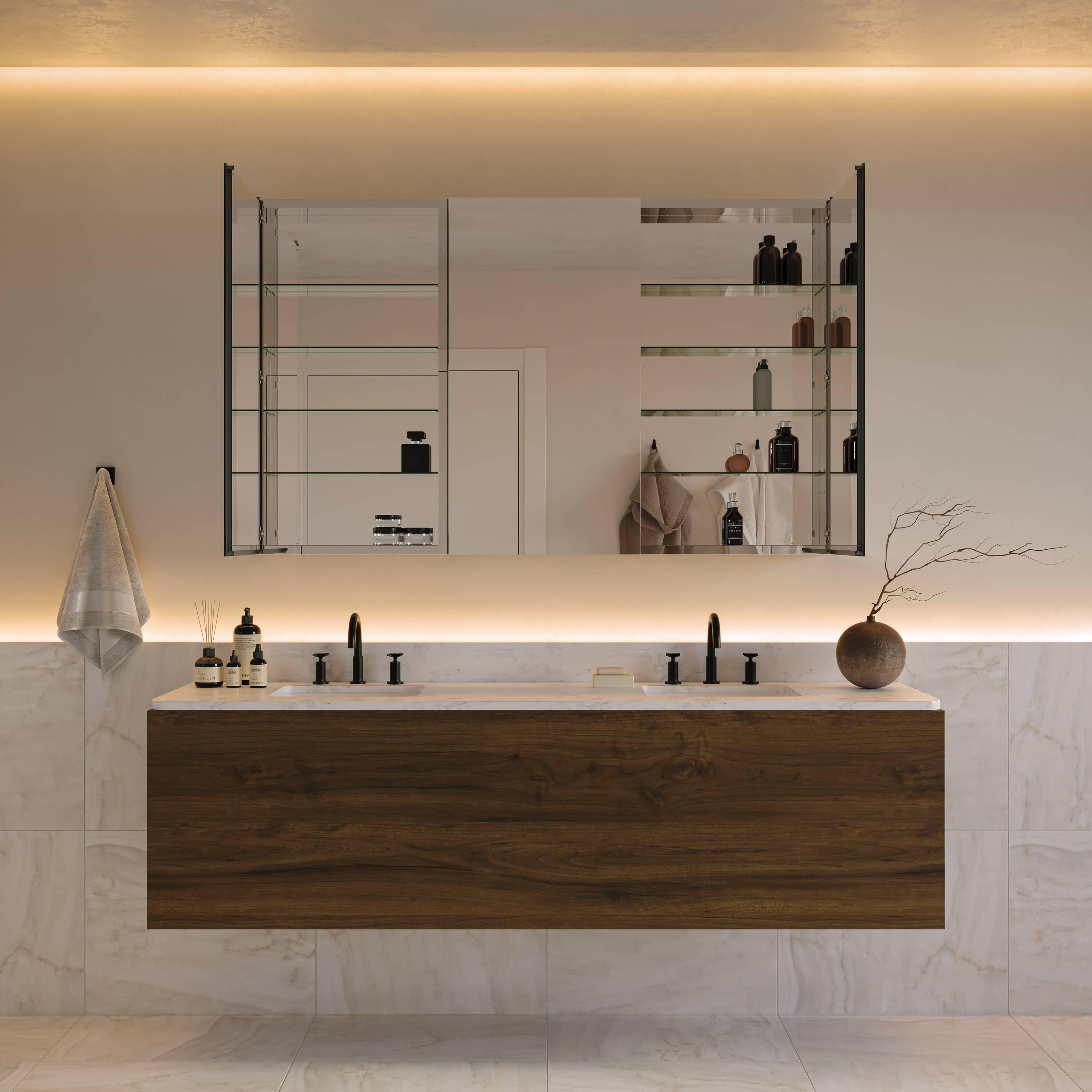 Senza Recessed/Surface Mount Rectangular Frameless Bathroom Medicine Cabinet