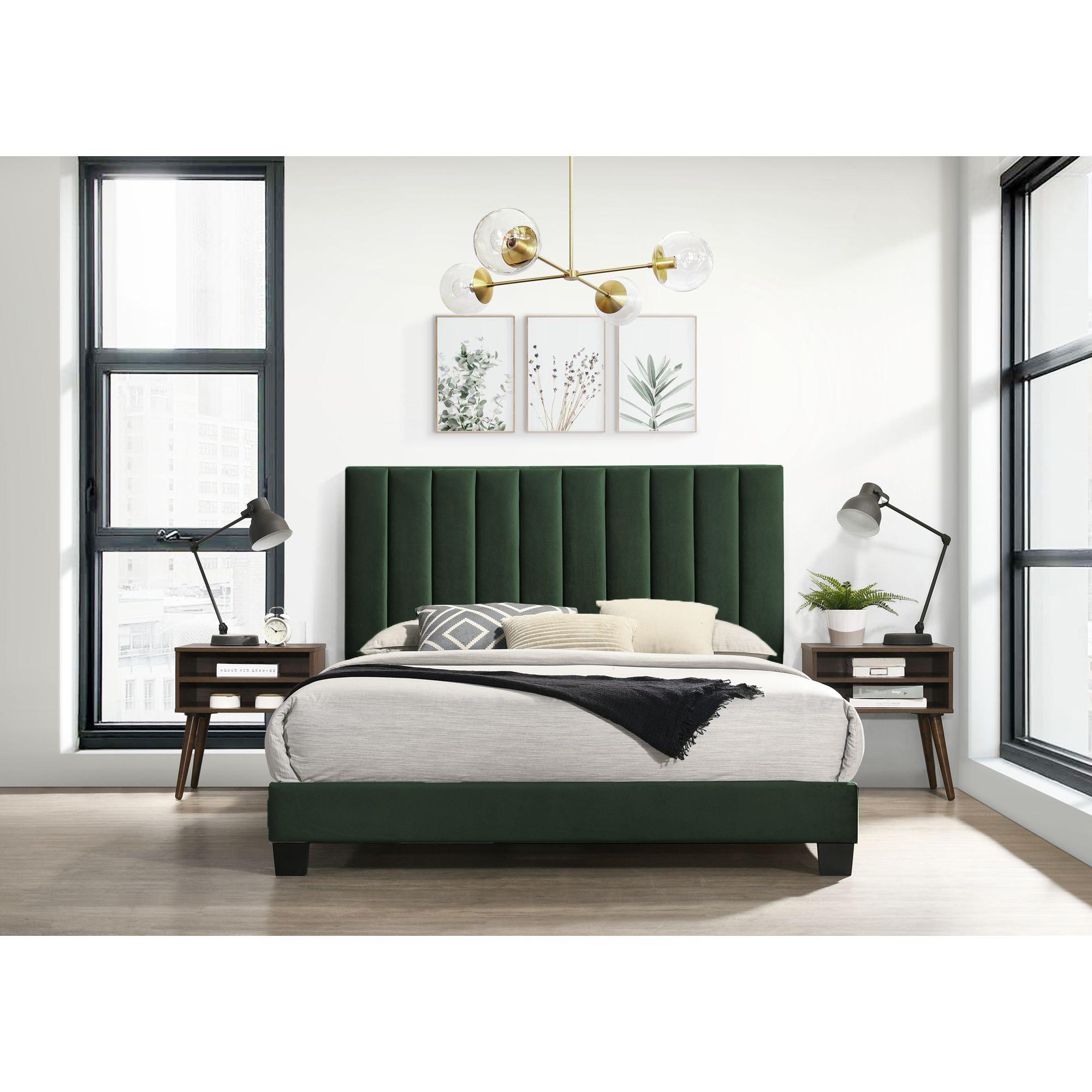 Queen Colbie Upholstered Platform Bed with Nightstands Emerald - Picket House Furnishings