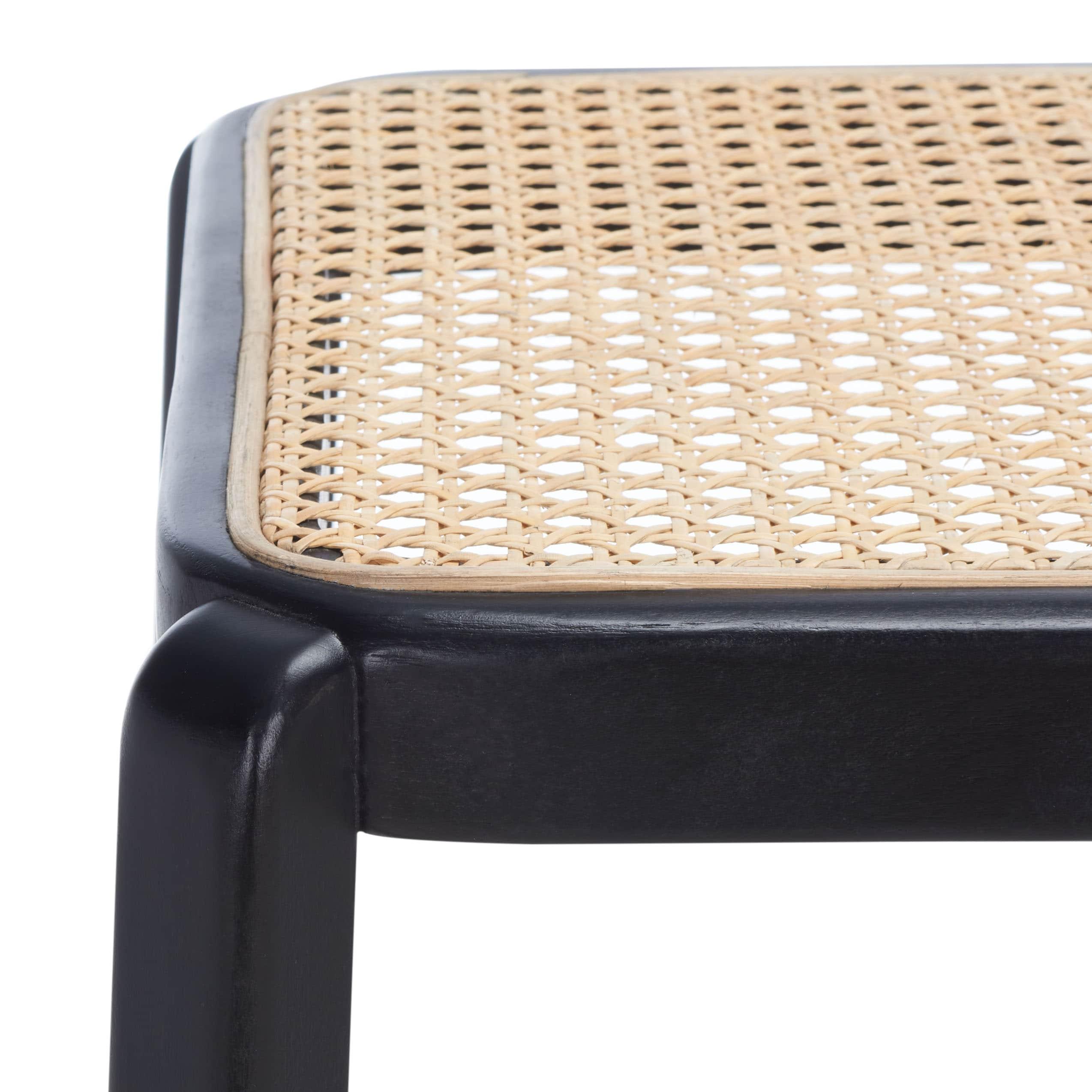 Silus Backless Cane Counter Stool - Black/Natural - Safavieh