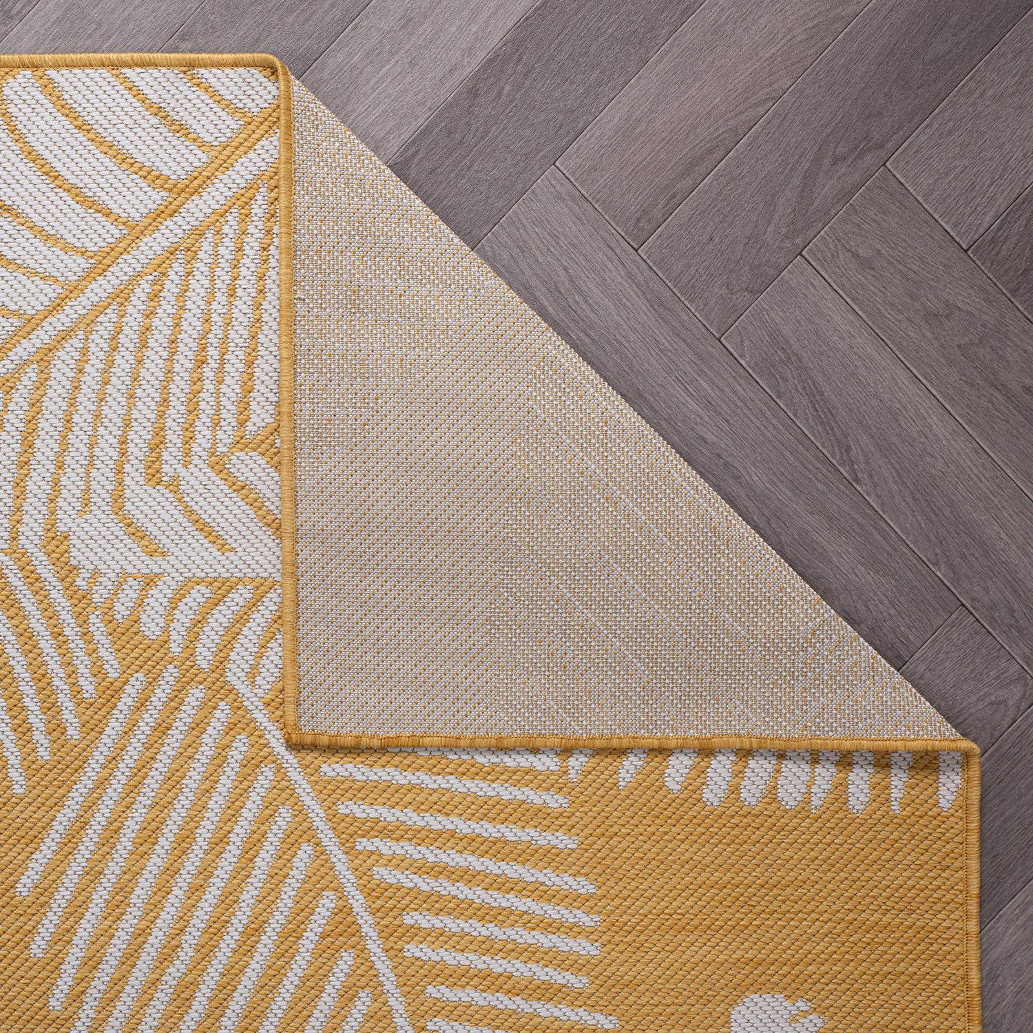 World Rug Gallery Distressed Palm Leaves Textured Flat Weave Indoor/Outdoor Area Rug - YELLOW 2'x3'