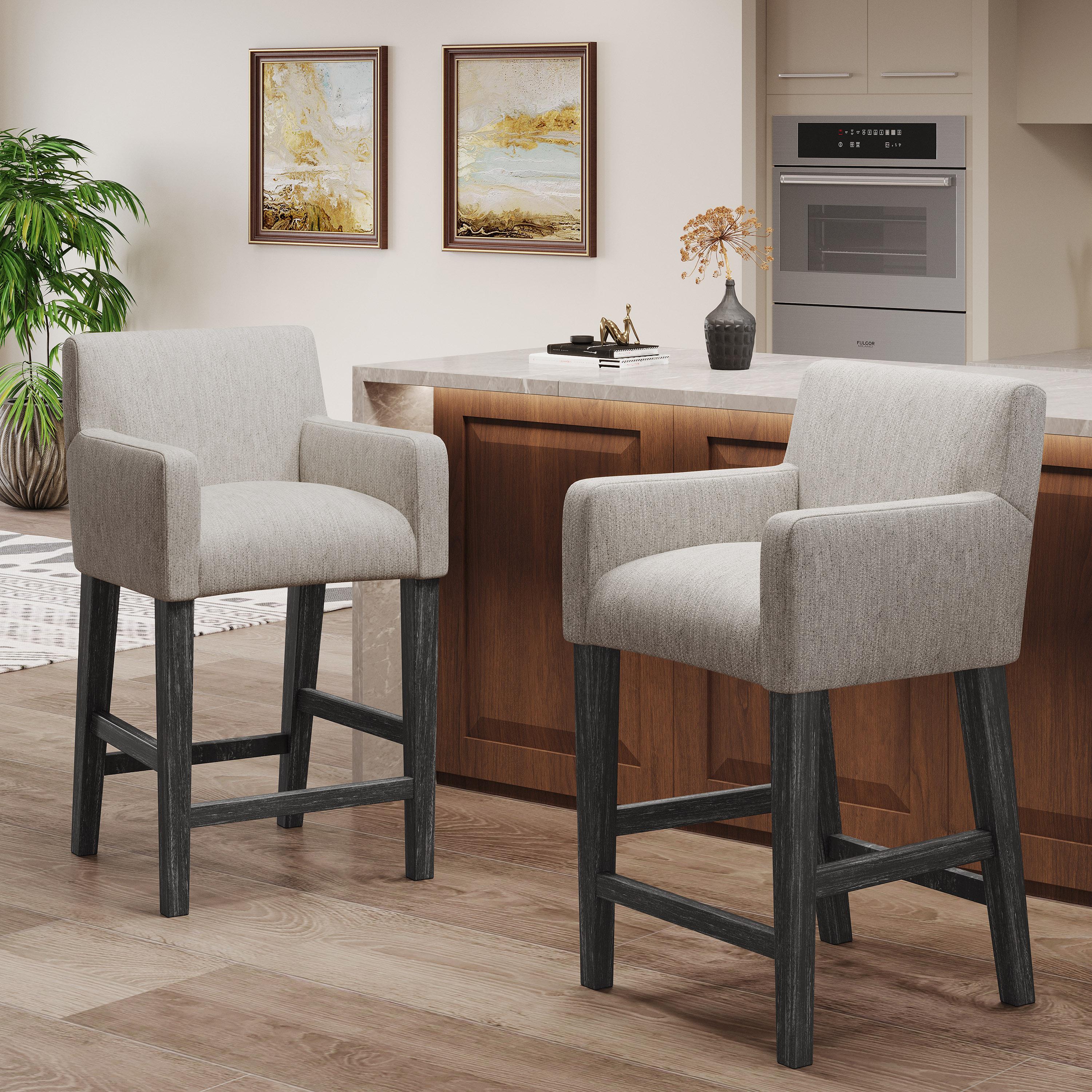 Chaparral Light Gray Upholstered Wood 26 inch Counter Stools, Set of 2