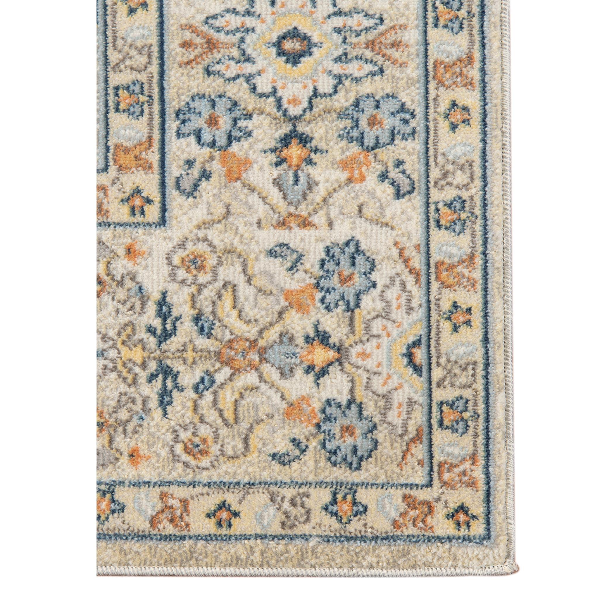 Bohemian Bordered Beige & Orange Synthetic Area Rug 36x24