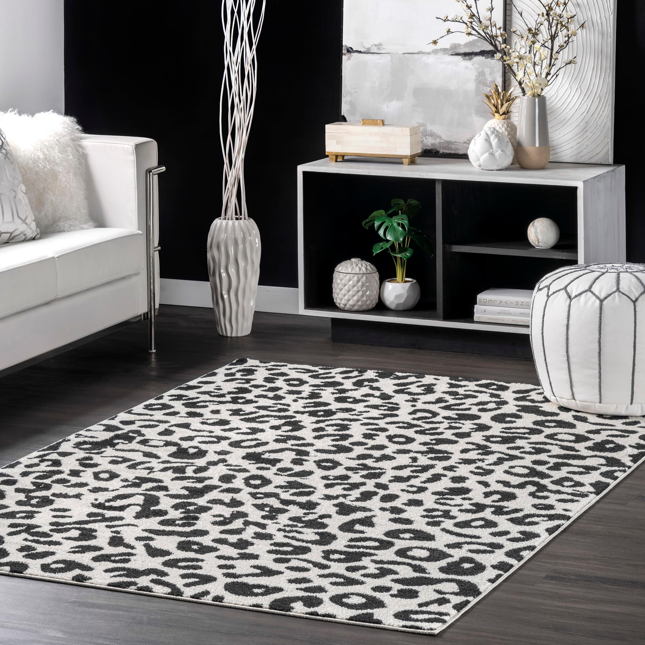 Nuloom Leopard Animal 10x14 Indoor Area Rug for Living Room Bedroom Dining Room Kitchen, Dark Grey/Ivory