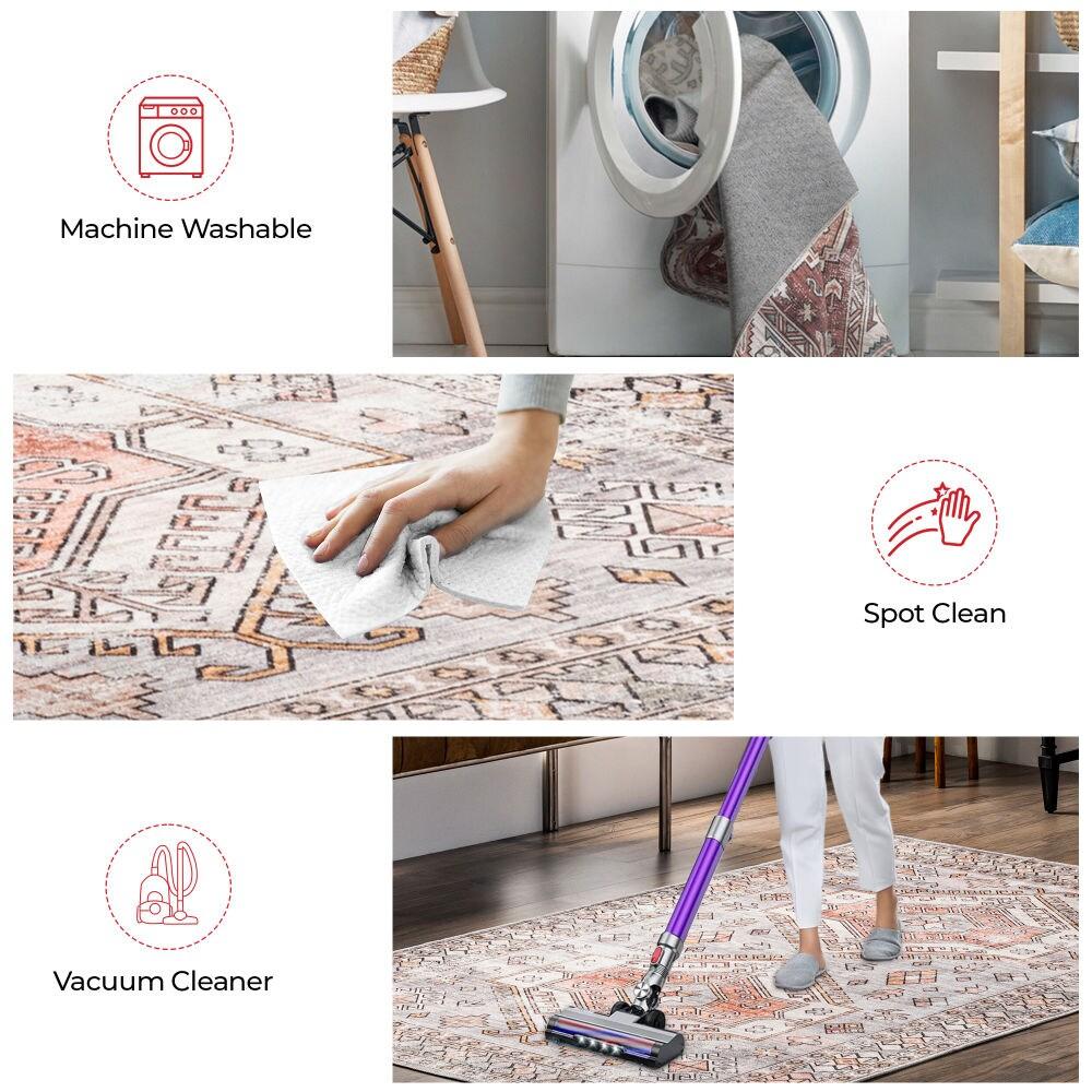 Nuloom Mae Motif Pet Friendly Machine Washable Area Rug, 4' x 6', Brick