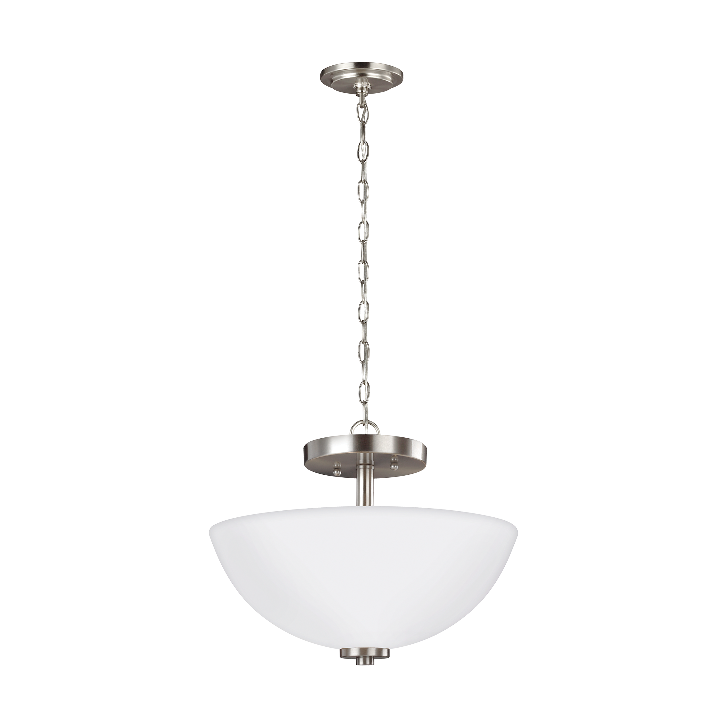 Elegant Brushed Nickel 2-Light LED Pendant with Etched Glass Shade