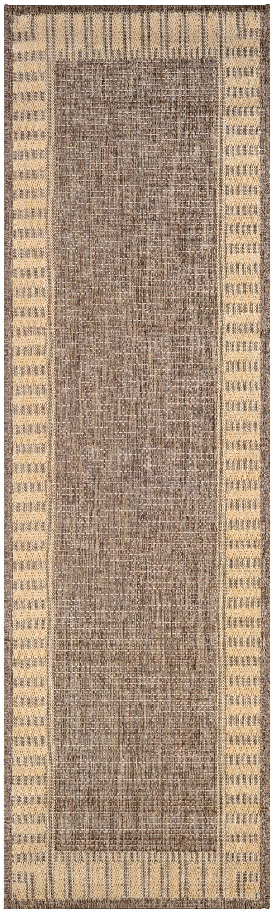 Couristan 2.25' x 7.75' Cocoa Brown Bordered Rectangular Polypropylene Area Runner Rug