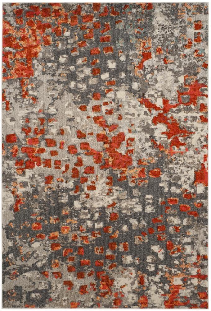 Monaco MNC225 Power Loomed Indoor Area Rug - Grey/Orange - 5'1"x7'7" - Safavieh