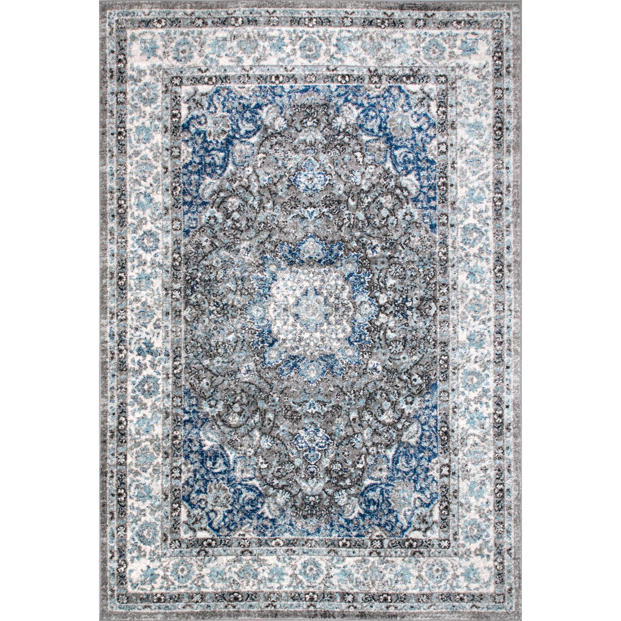 nuLOOM 4'x6' Verona Vintage Persian Style Area Rug Dark Gray: Medallion Pattern, Low Pile, Indoor Use