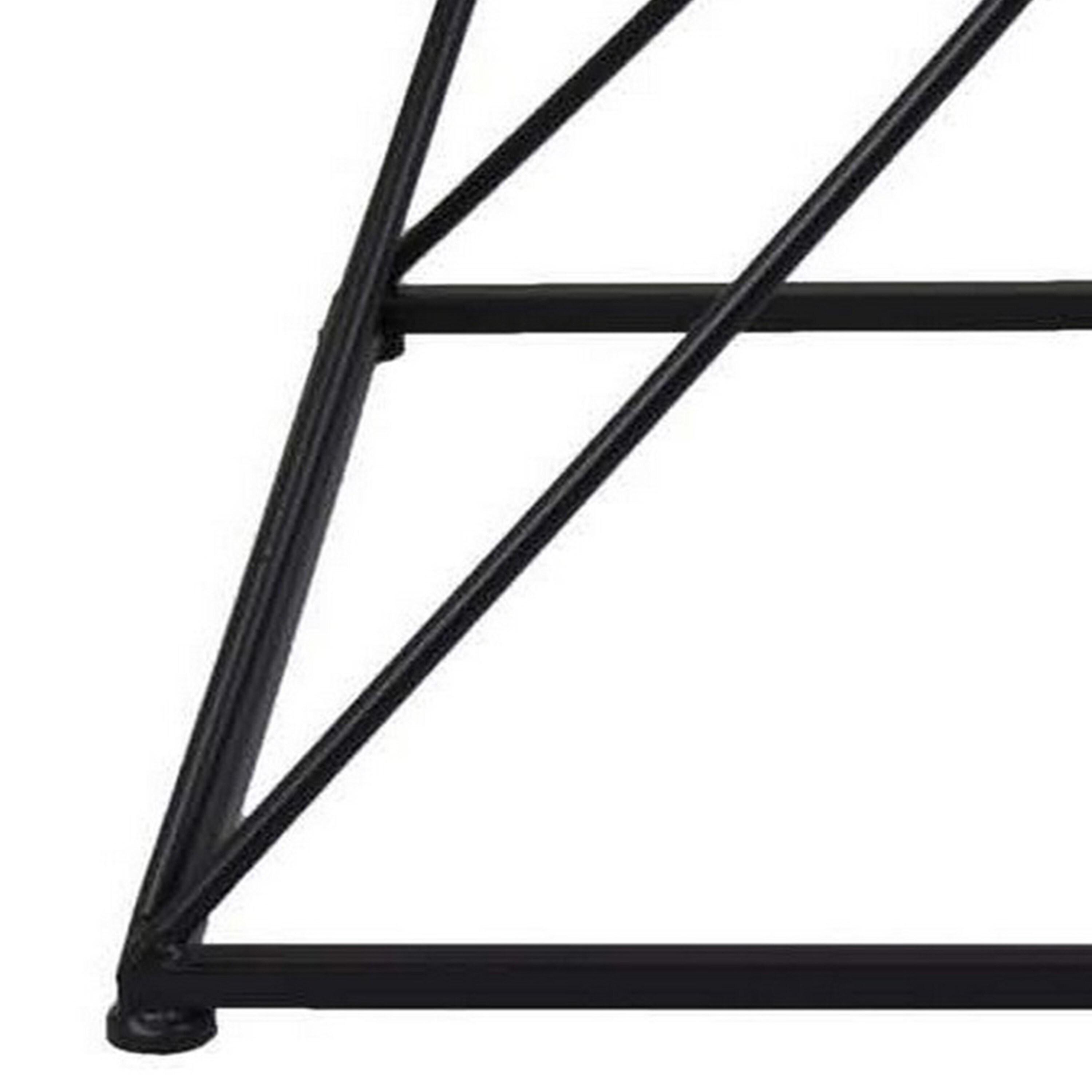 BenJara 21 Inch Plant Stand Side Table, Mirror Top, Black Geometric Metal Frame